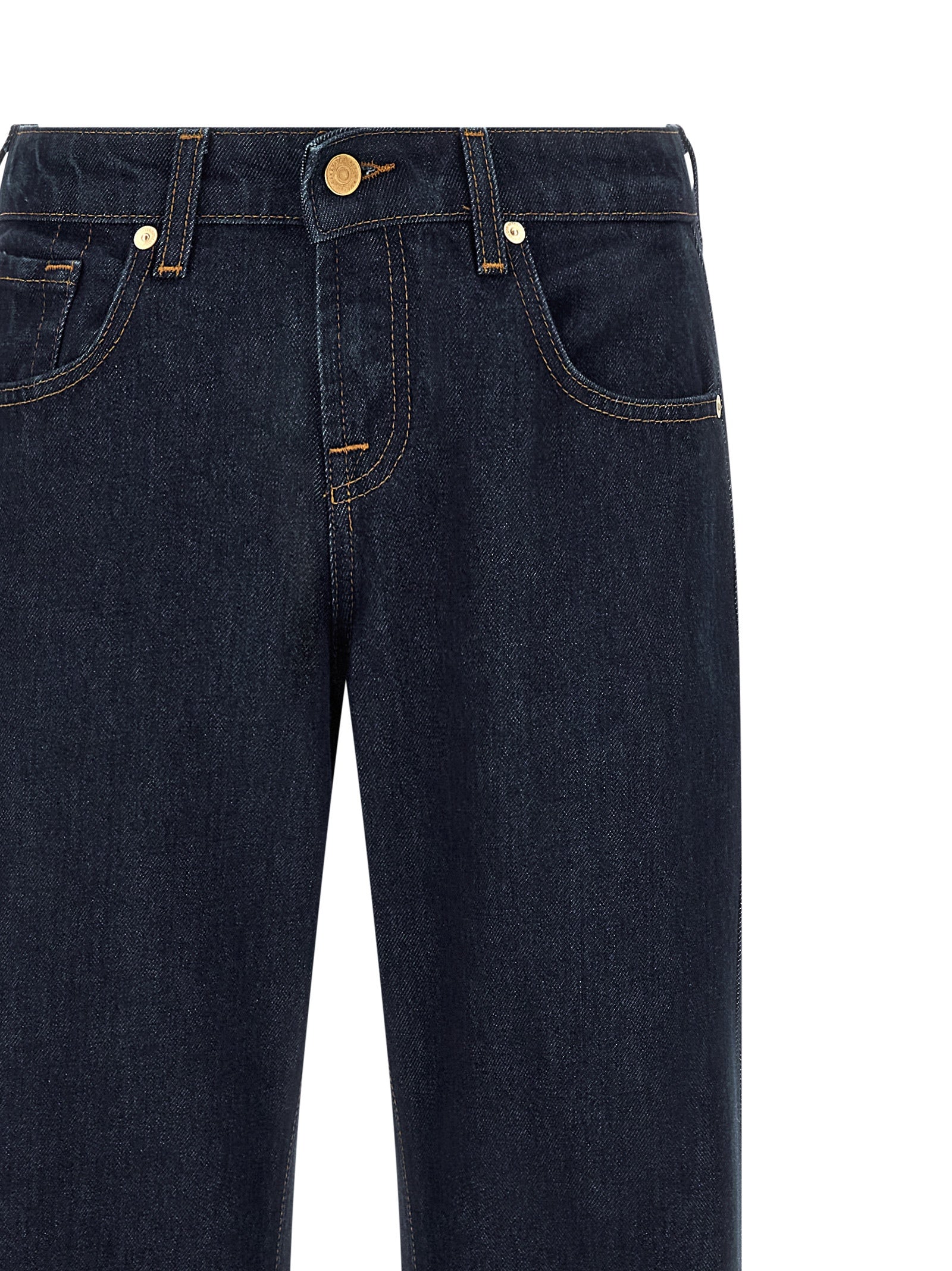 7 For All Mankind Blue Cotton Straight-Leg Jeans