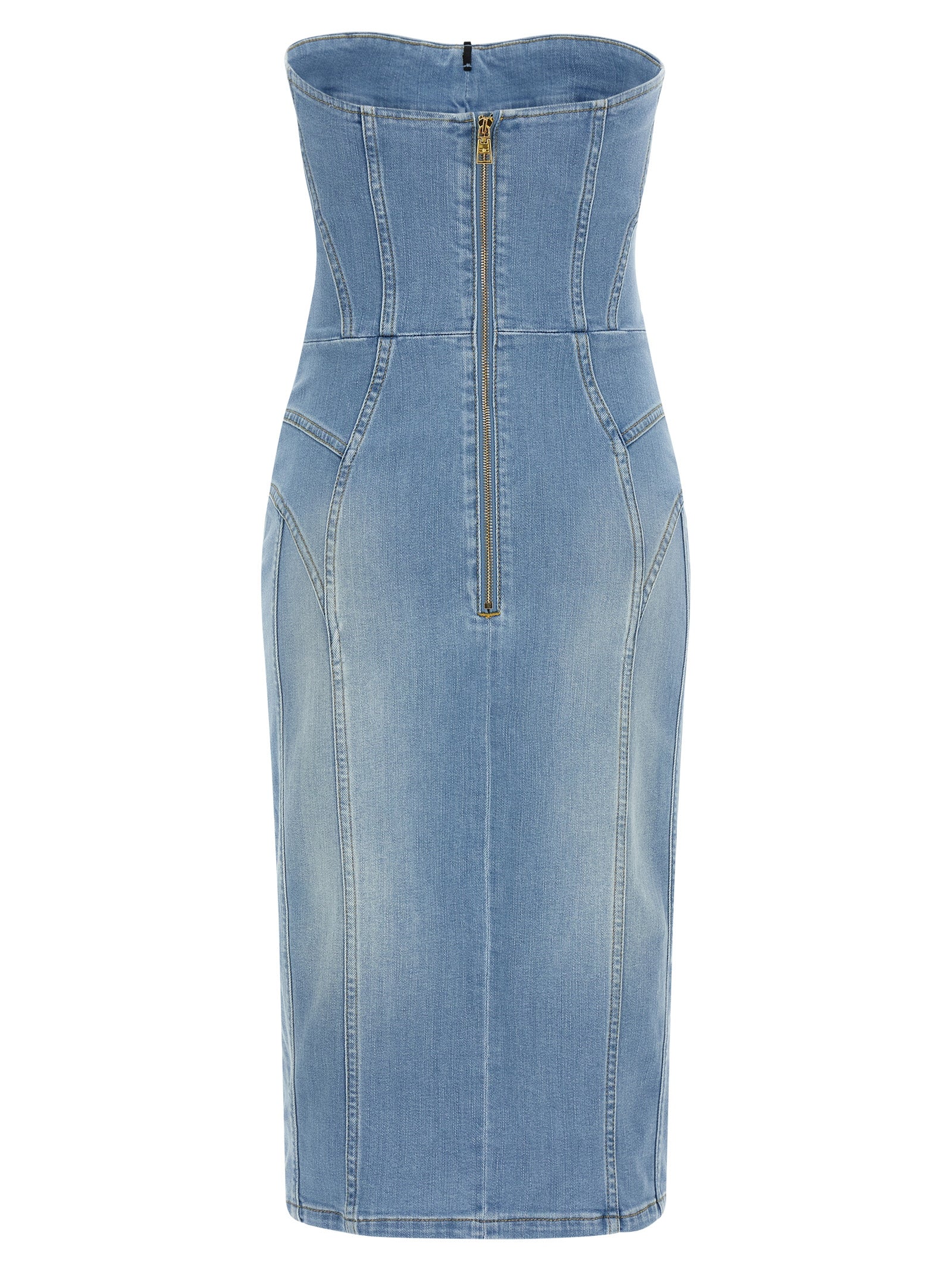 Elisabetta Franchi Blue Cotton Midi Dress