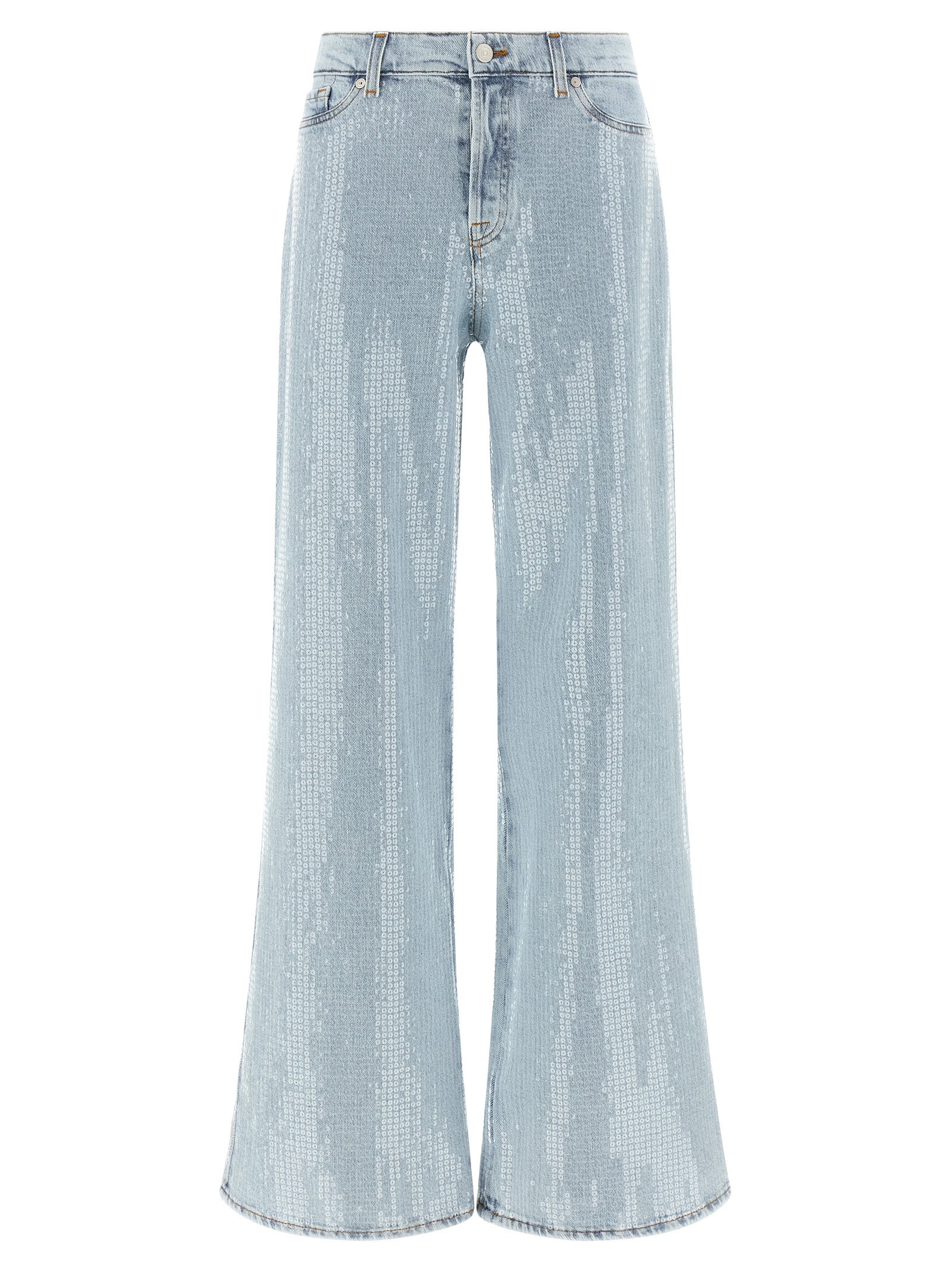 7 For All Mankind Blue Cotton Flared Jeans