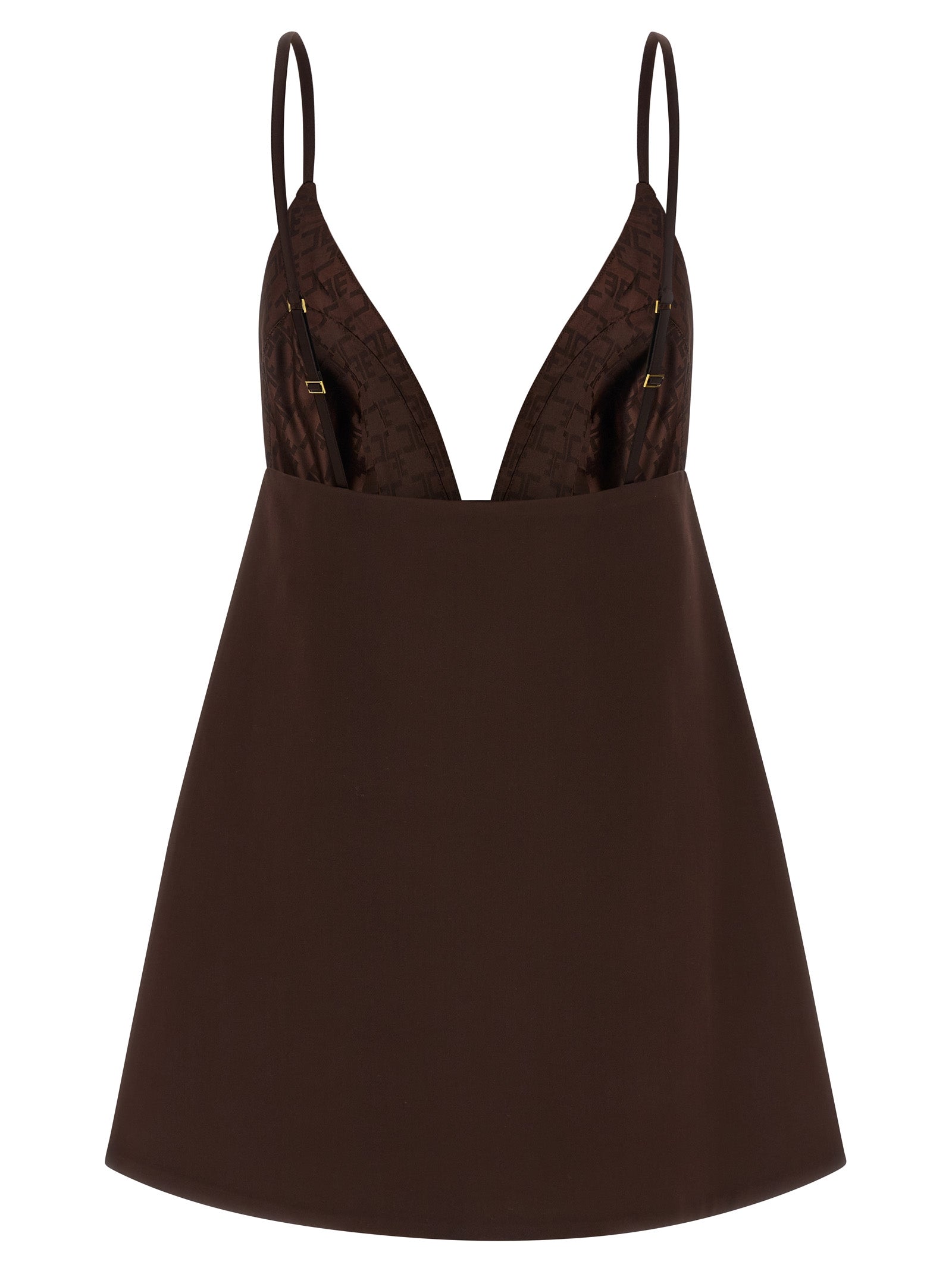 Elisabetta Franchi Brown Polyester Short Dress