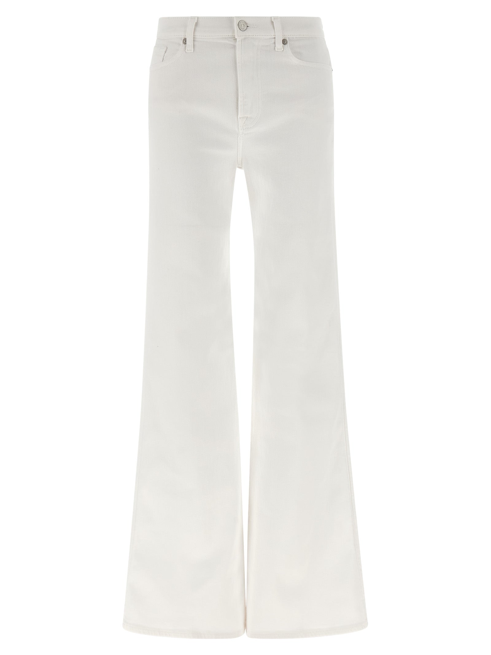 7 For All Mankind White Cotton Flared Jeans