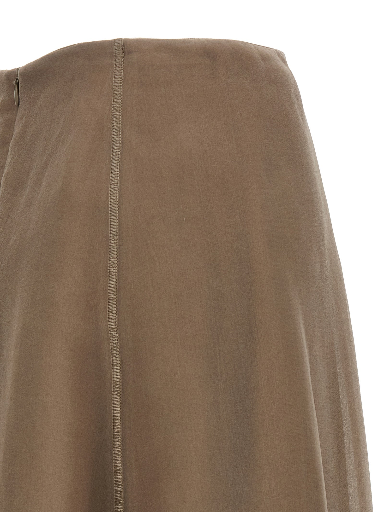 Brunello Cucinelli Beige Silk Midi Skirt