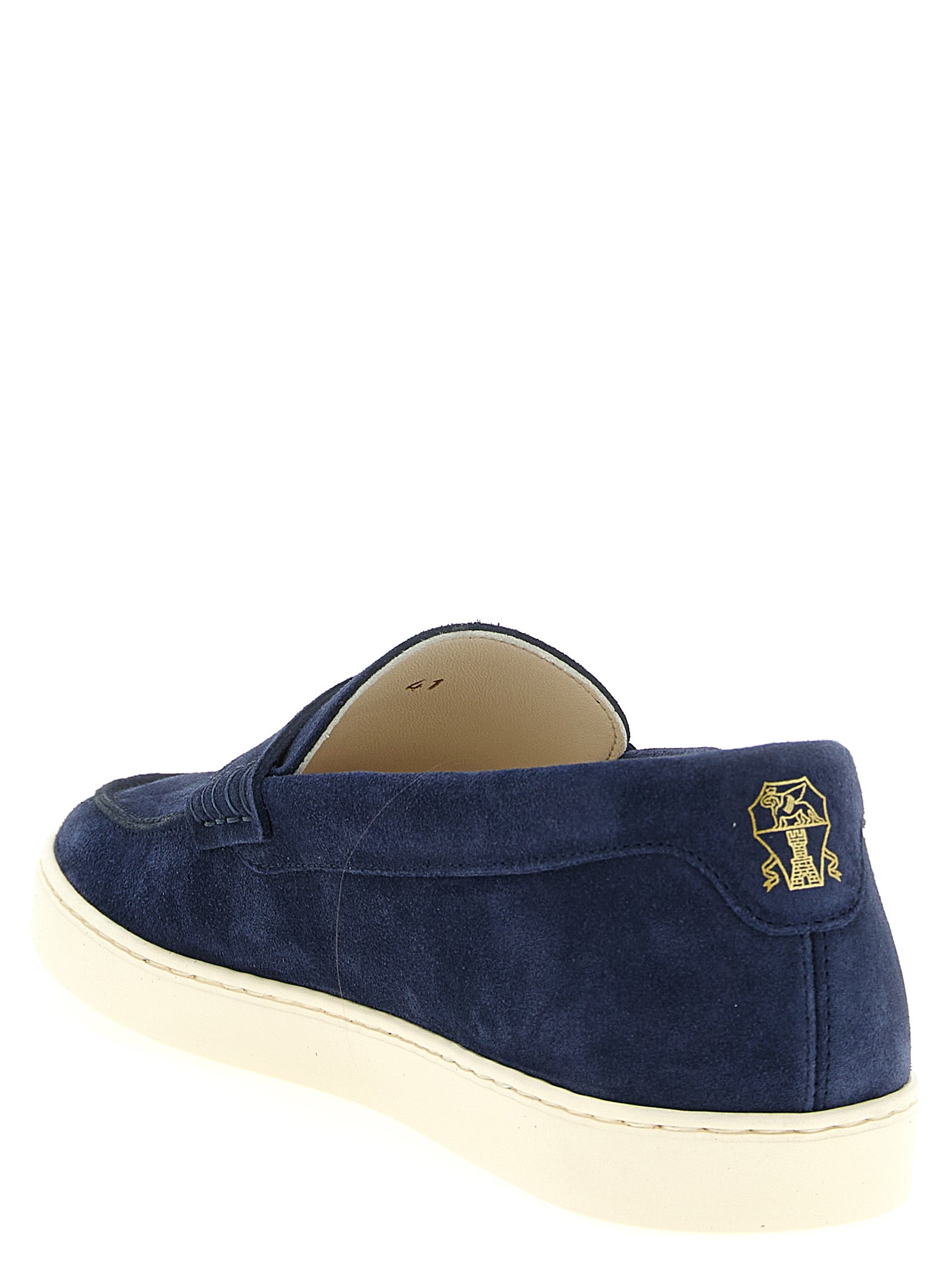 Brunello Cucinelli Blue Calfskin Slip-On Loafers