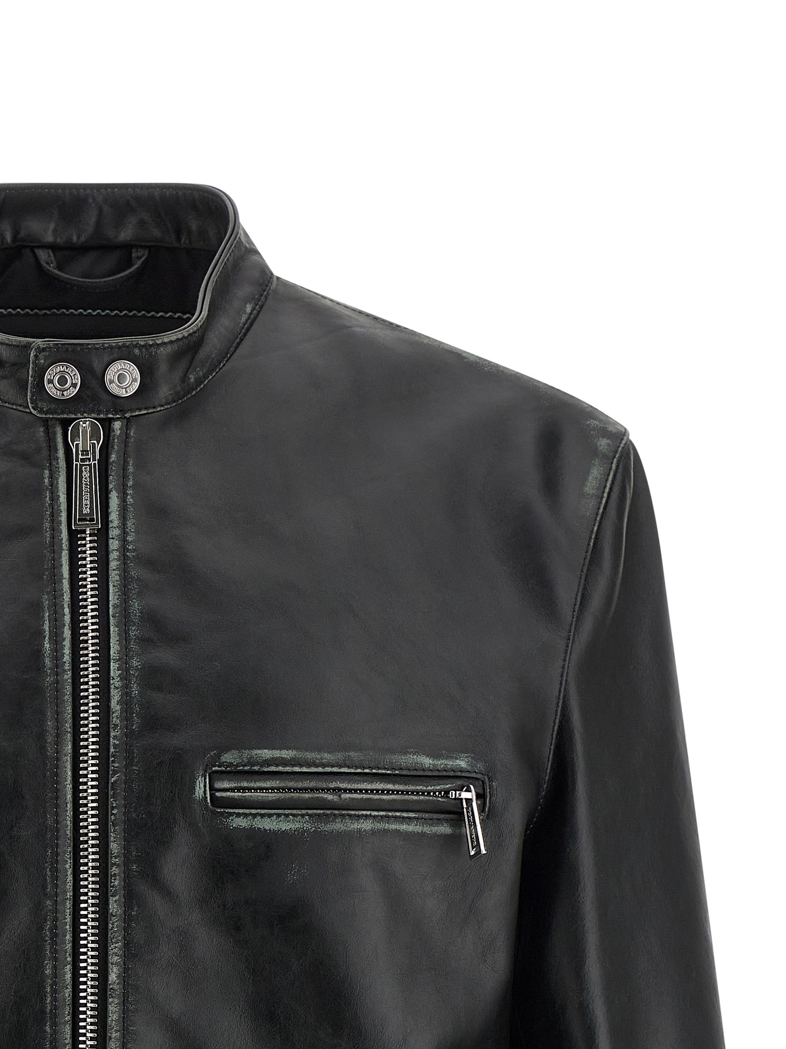 Dsquared² Black Leather Leather Jacket