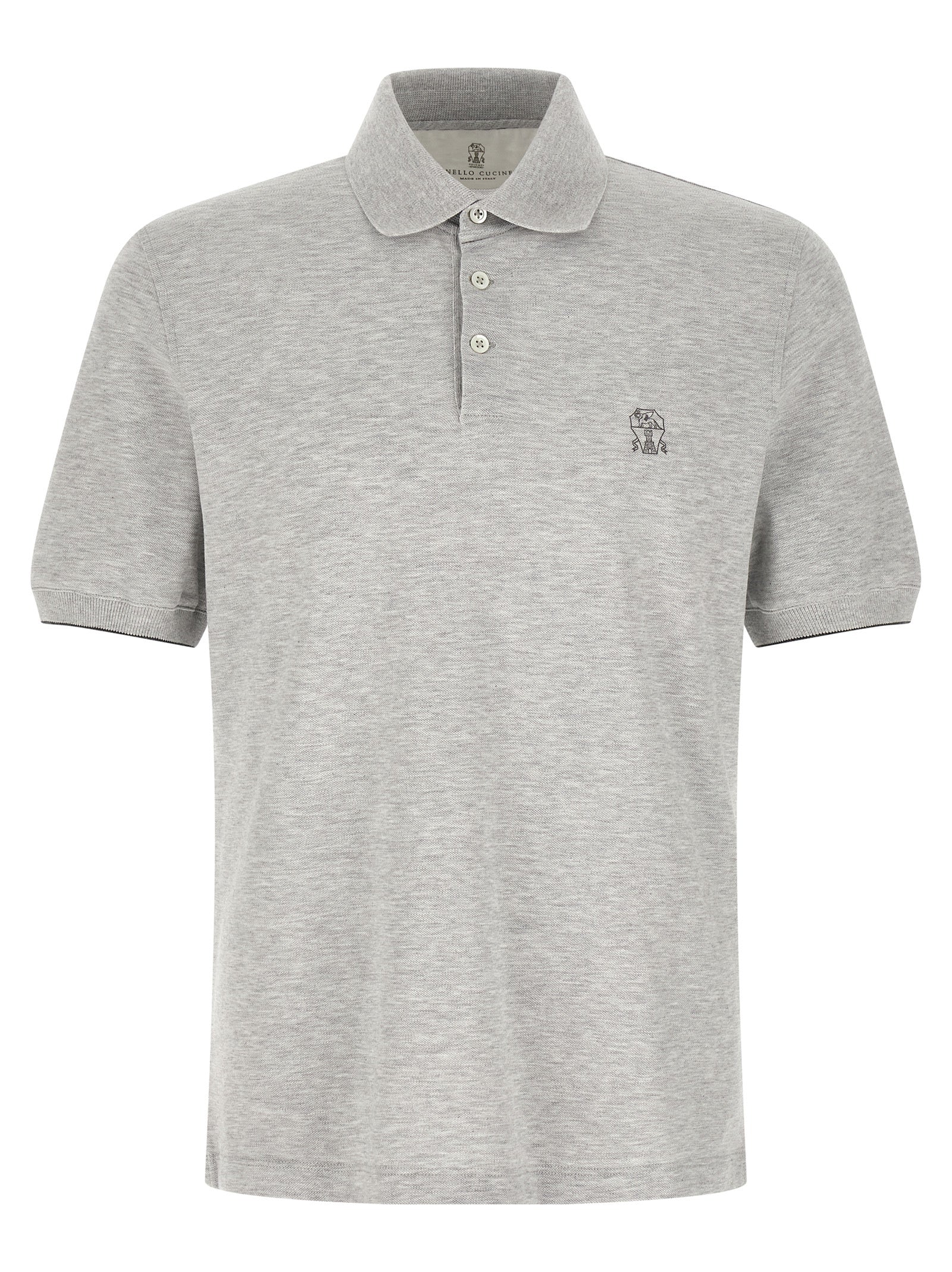 Brunello Cucinelli Gray Cotton Polo Shirt