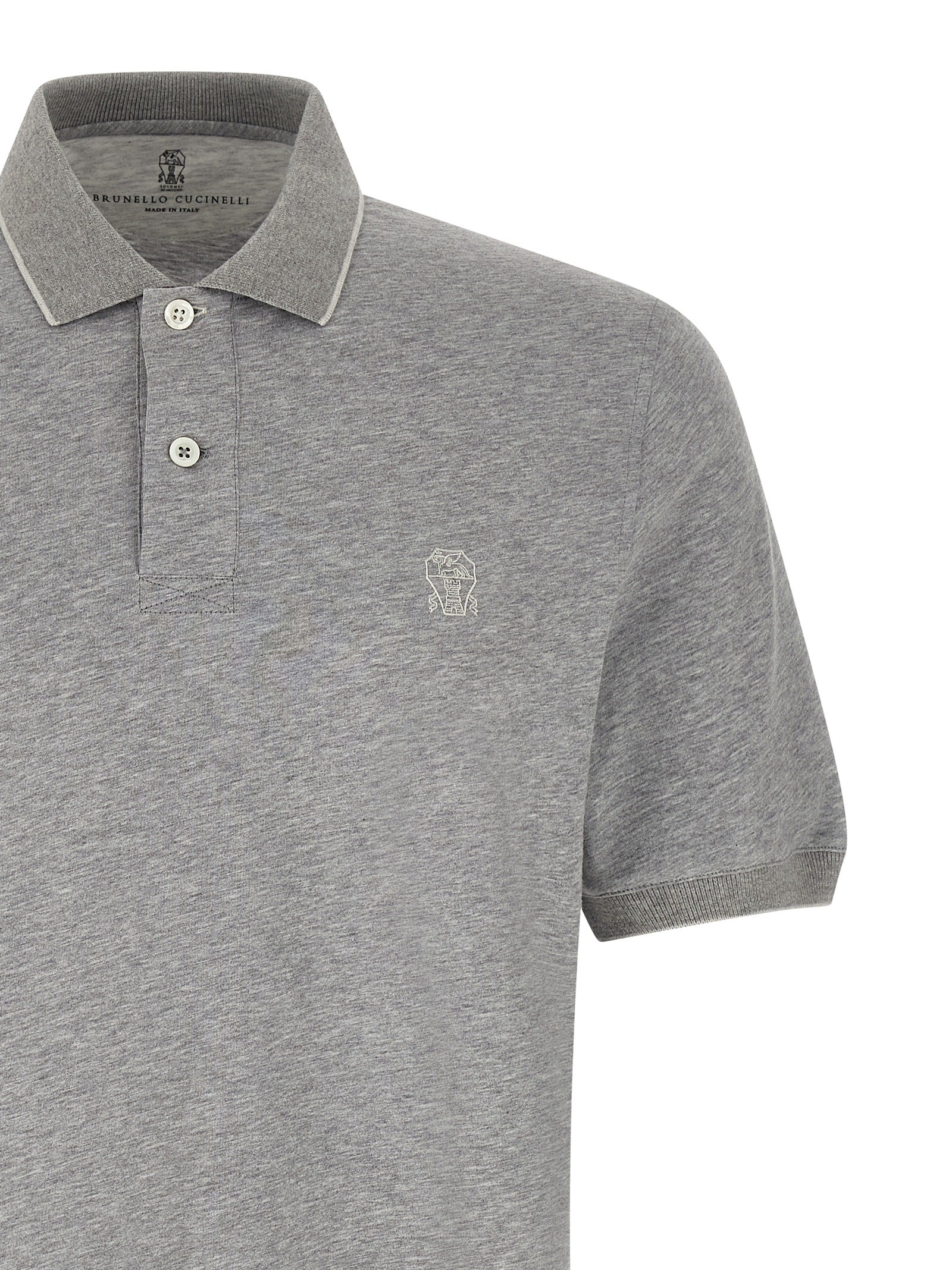 Brunello Cucinelli Gray Cotton Polo Shirt