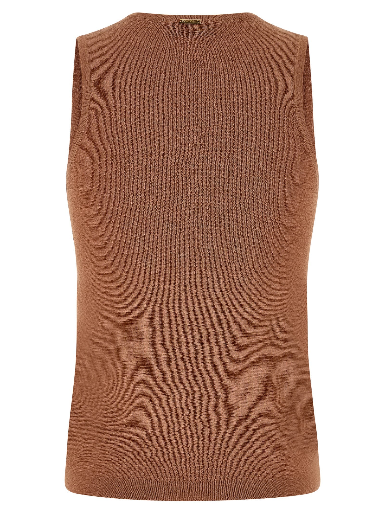 Twinset Brown Cotton Sleeveles T-Shirt