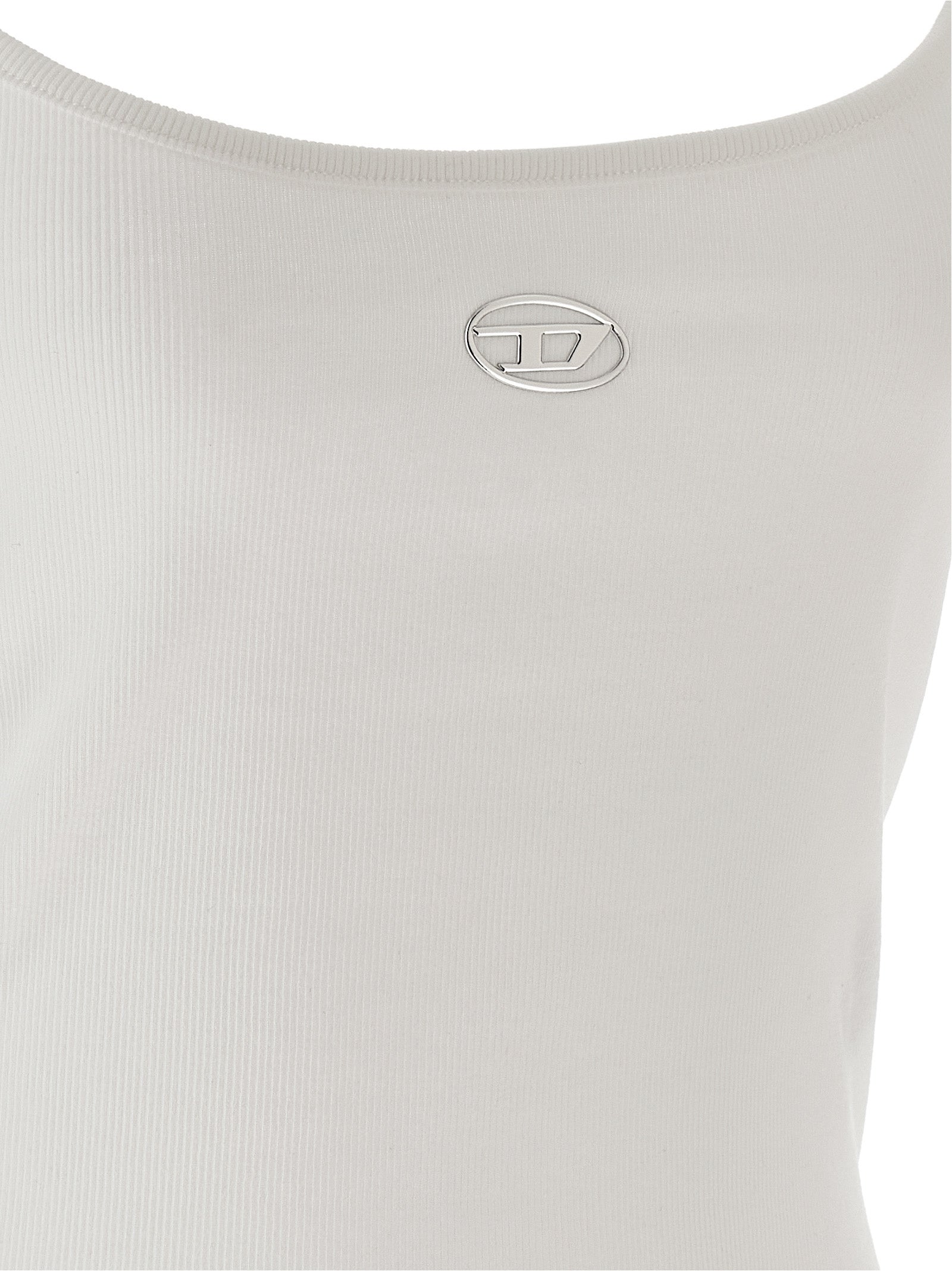 Diesel White Cotton Tank Tops