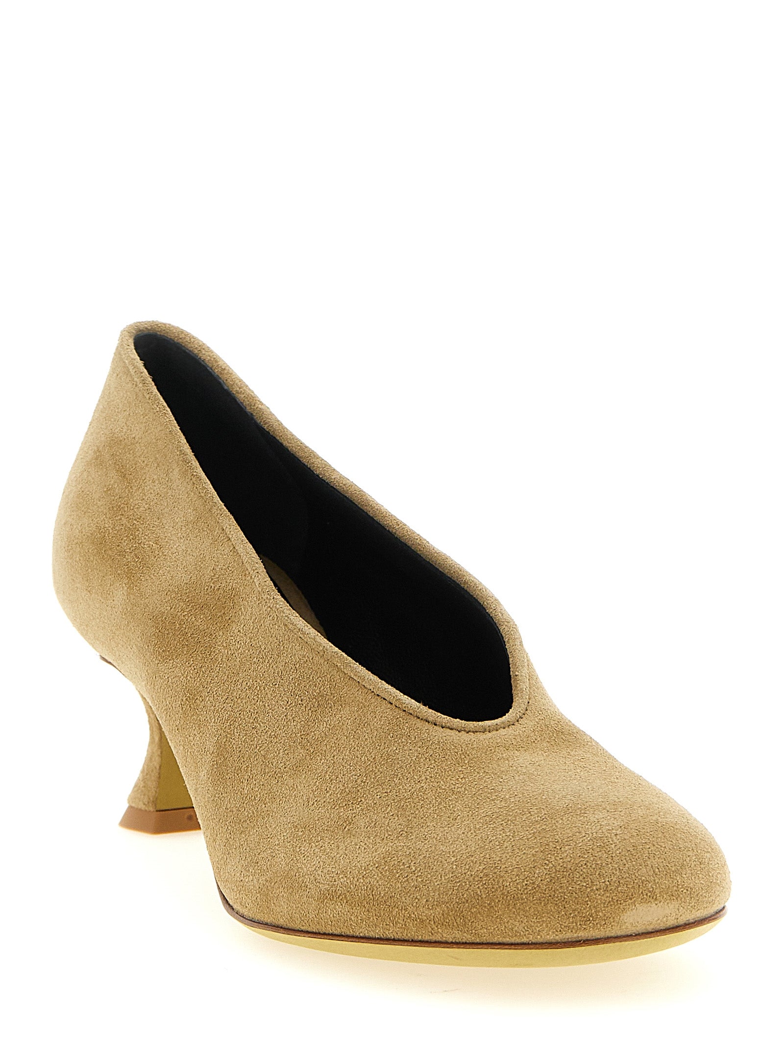 Moschino Beige Calfskin Mid Heel Pumps