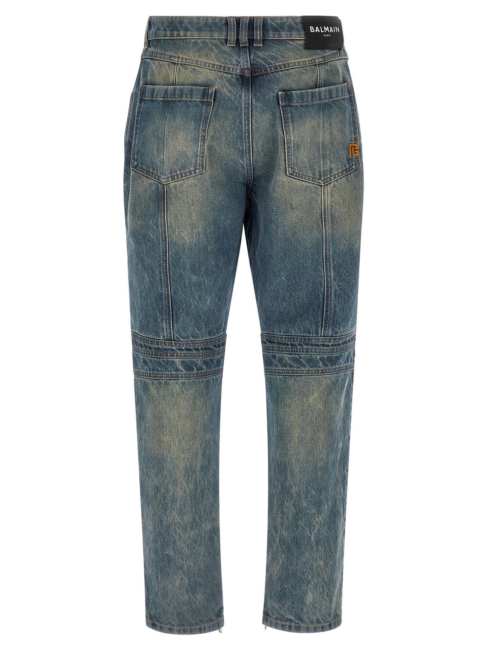 Balmain Blue Cotton Straight-Leg Jeans