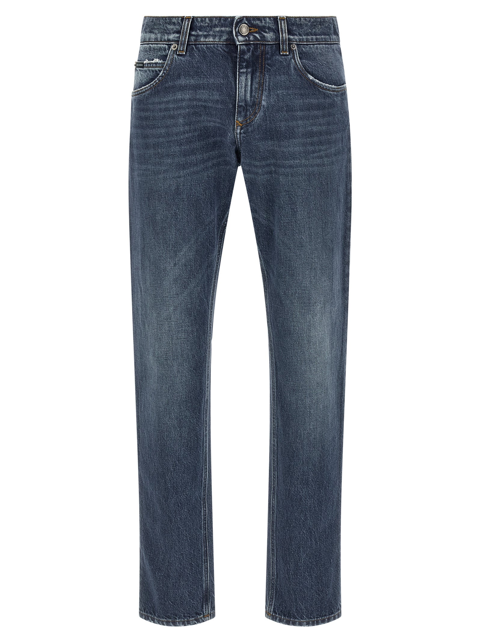 Dolce & Gabbana Blue Cotton Straight-Leg Jeans