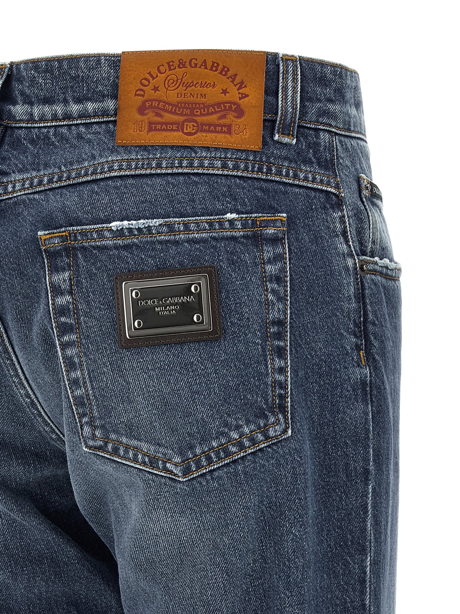 Dolce & Gabbana Blue Cotton Straight-Leg Jeans