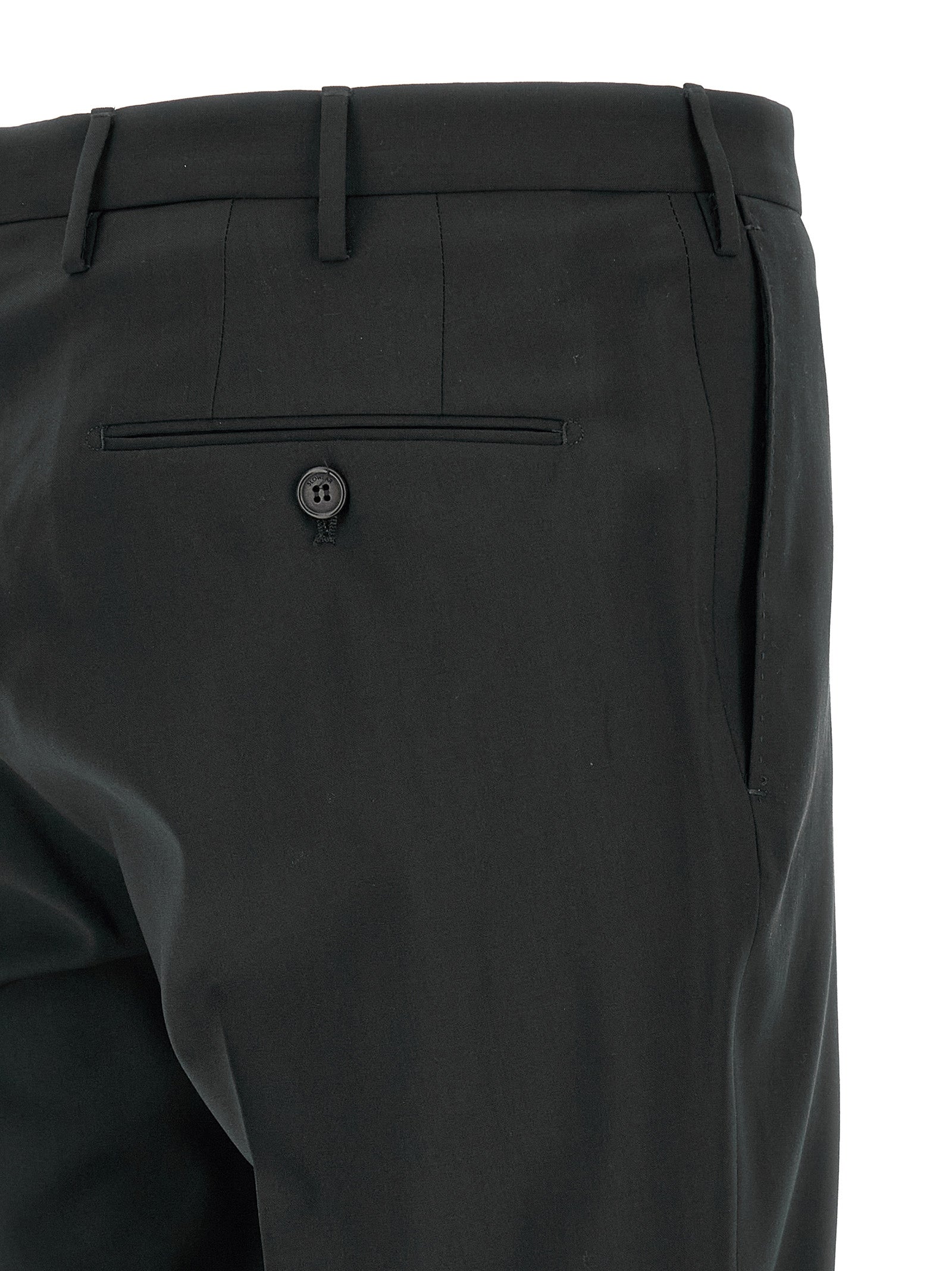 Incotex Black Virgin Wool Dress Pants
