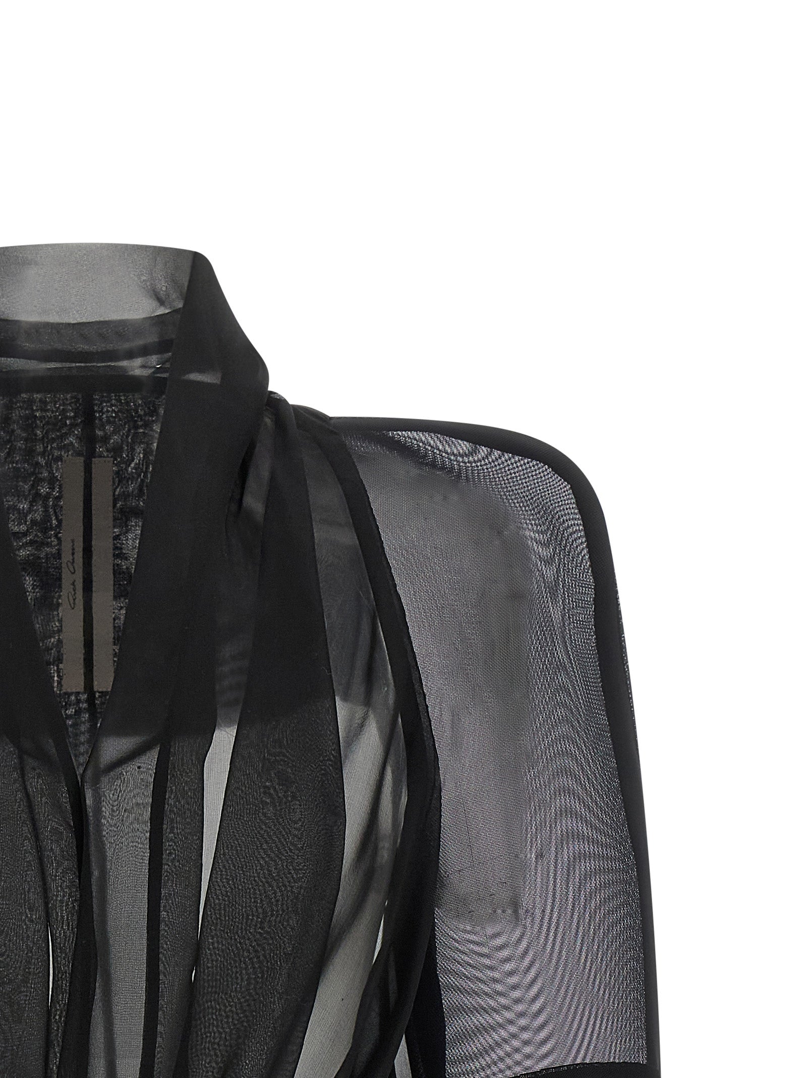Rick Owens Black Silk Full-Length Jacket
