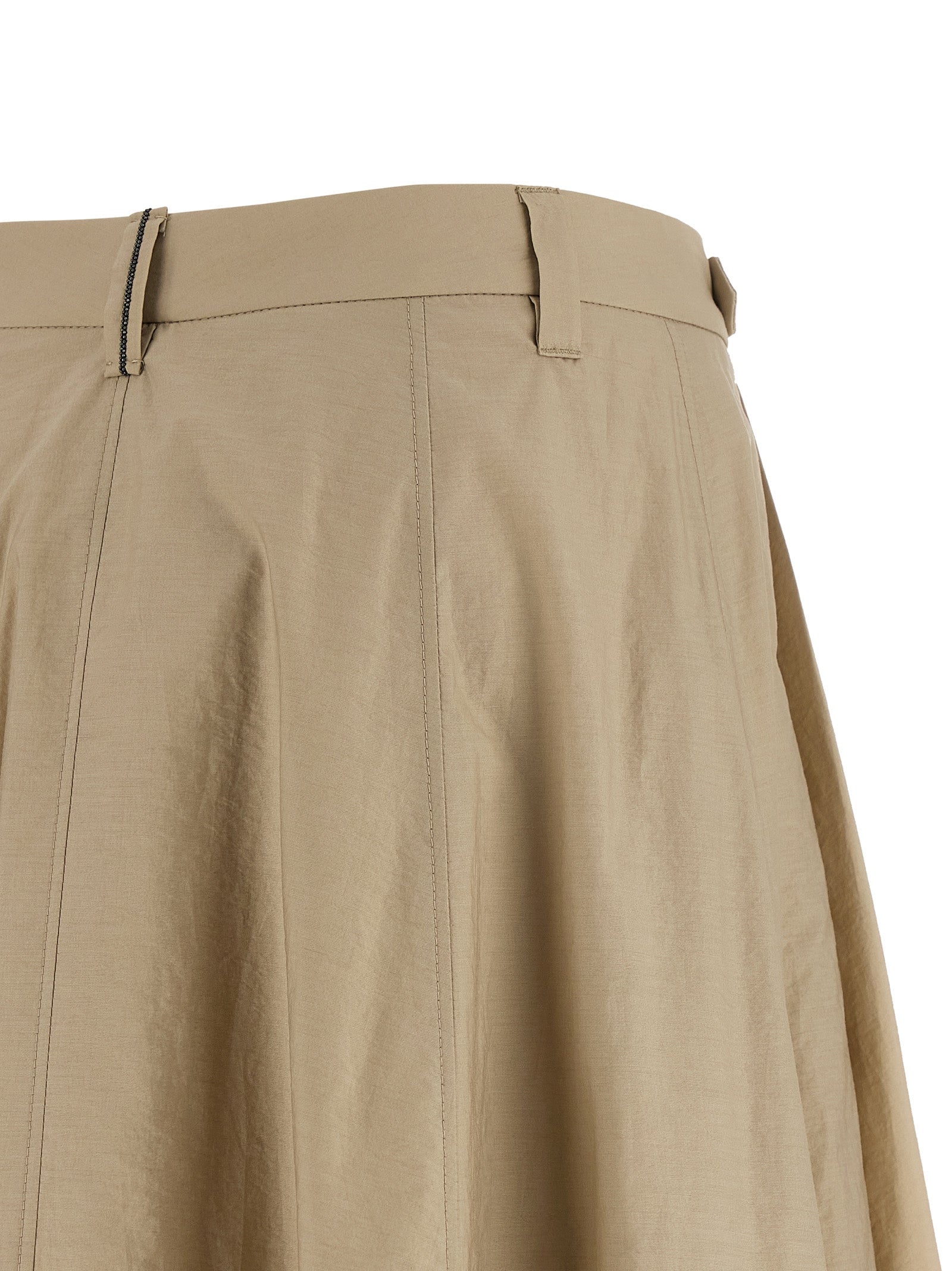 Brunello Cucinelli Beige Cotton Midi Skirt