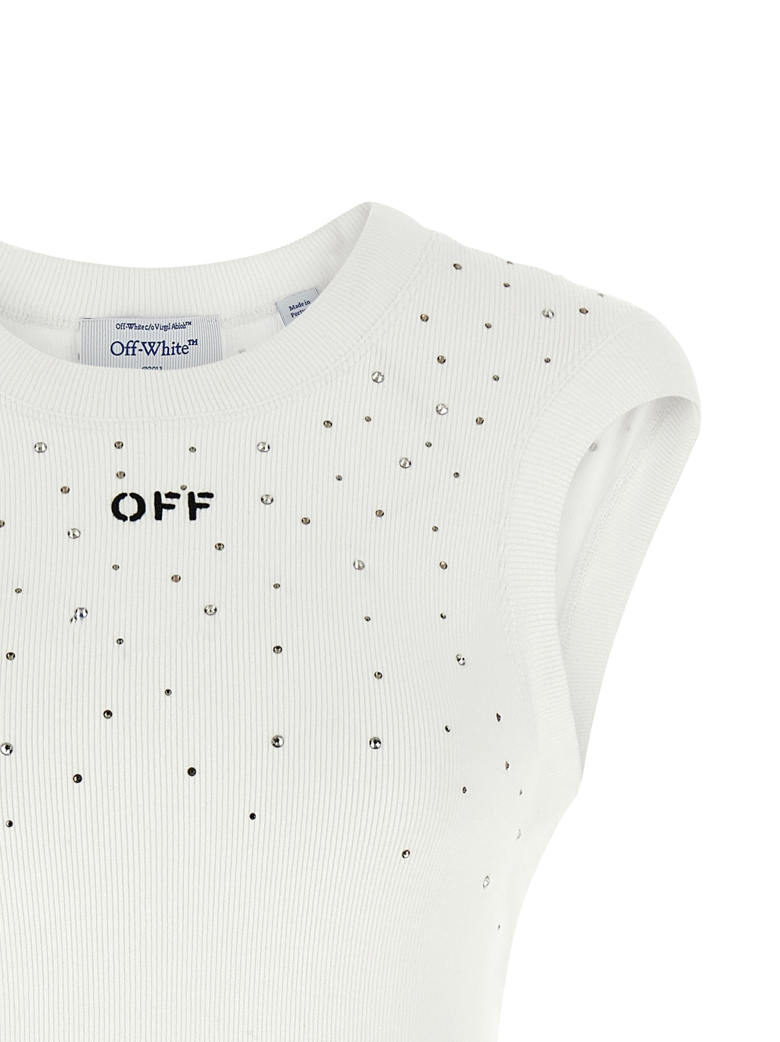 Off-White White Viscose Sleeveles T-Shirt
