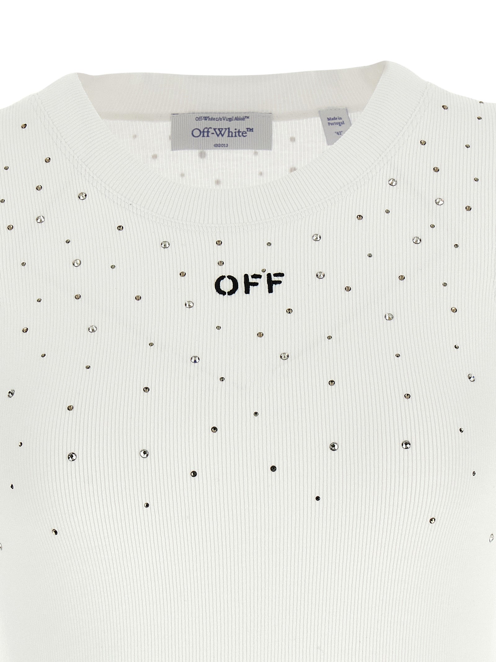 Off-White White Viscose Sleeveles T-Shirt