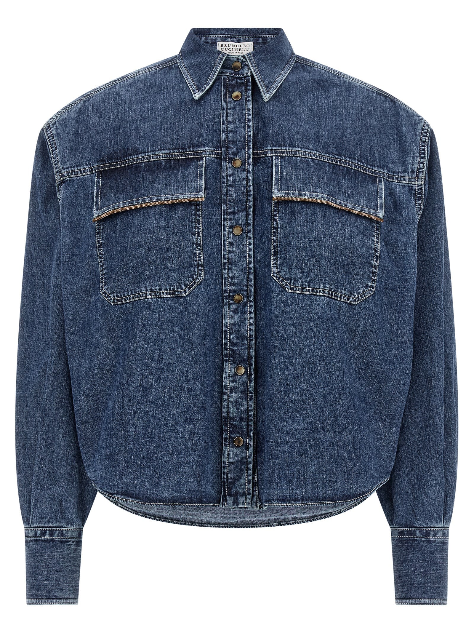 Brunello Cucinelli Blue Cotton Blouse