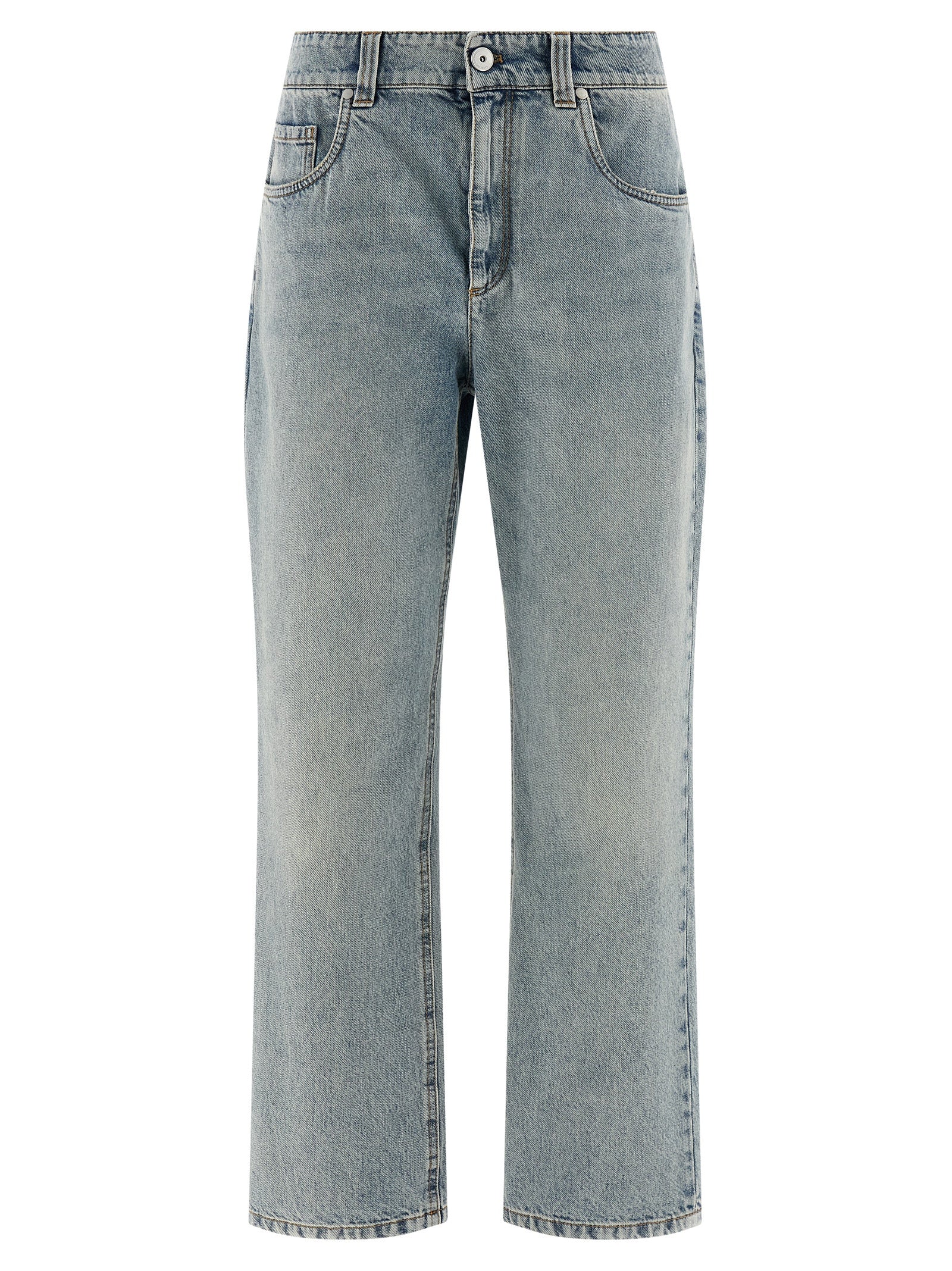 Brunello Cucinelli Blue Cotton Straight-Leg Jeans
