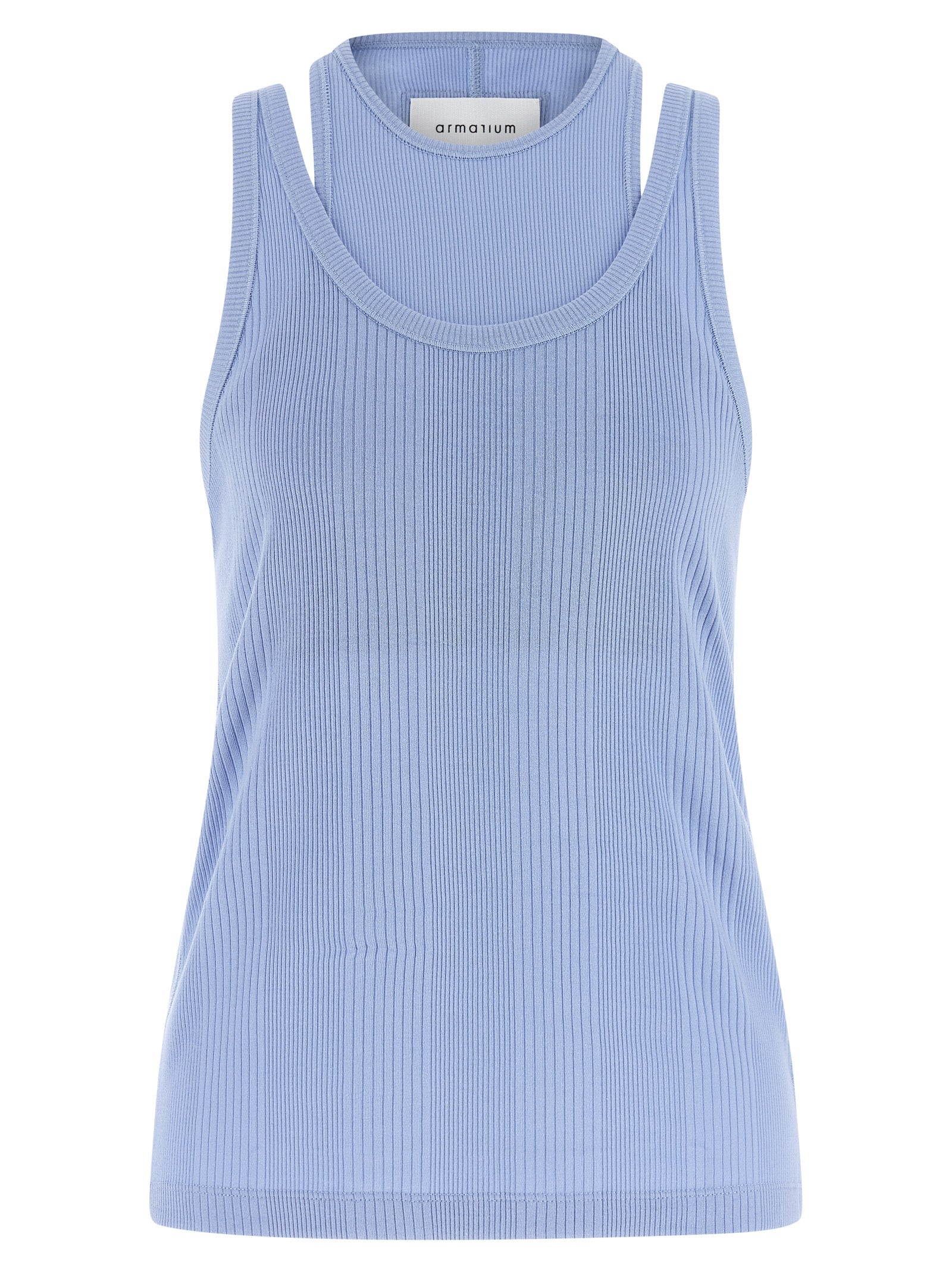 Armarium Blue Cotton Sleeveles T-Shirt