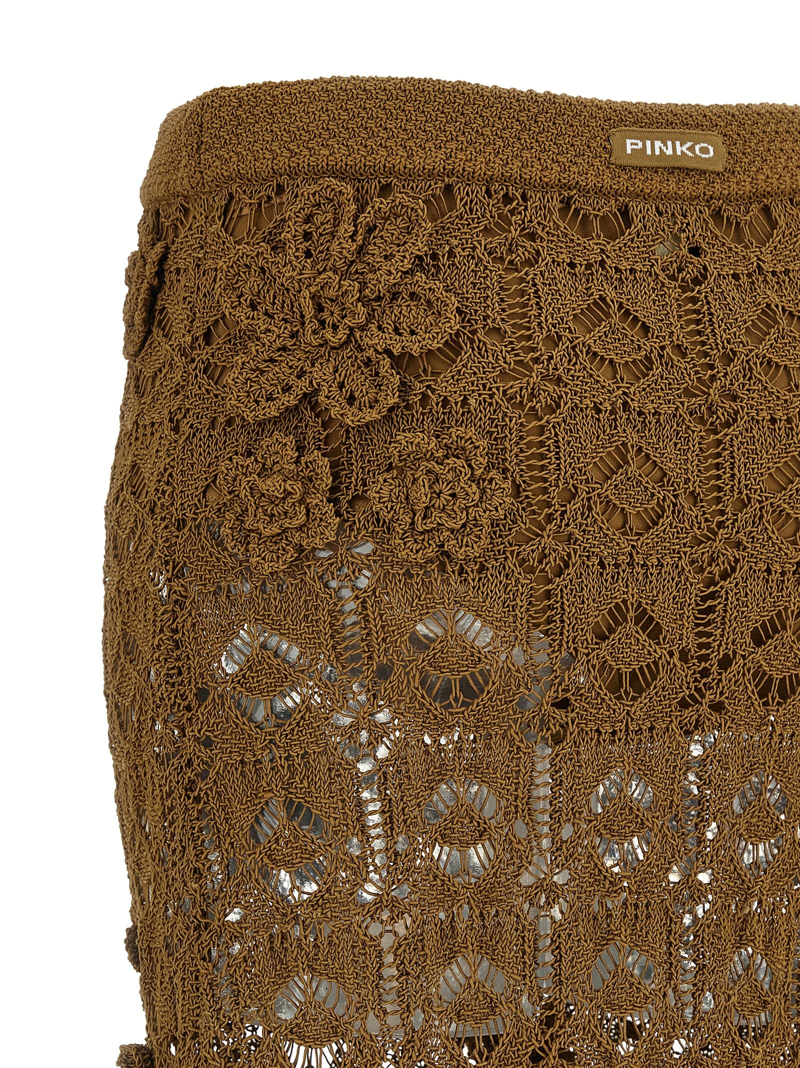 PINKO Brown Cotton Midi Skirt