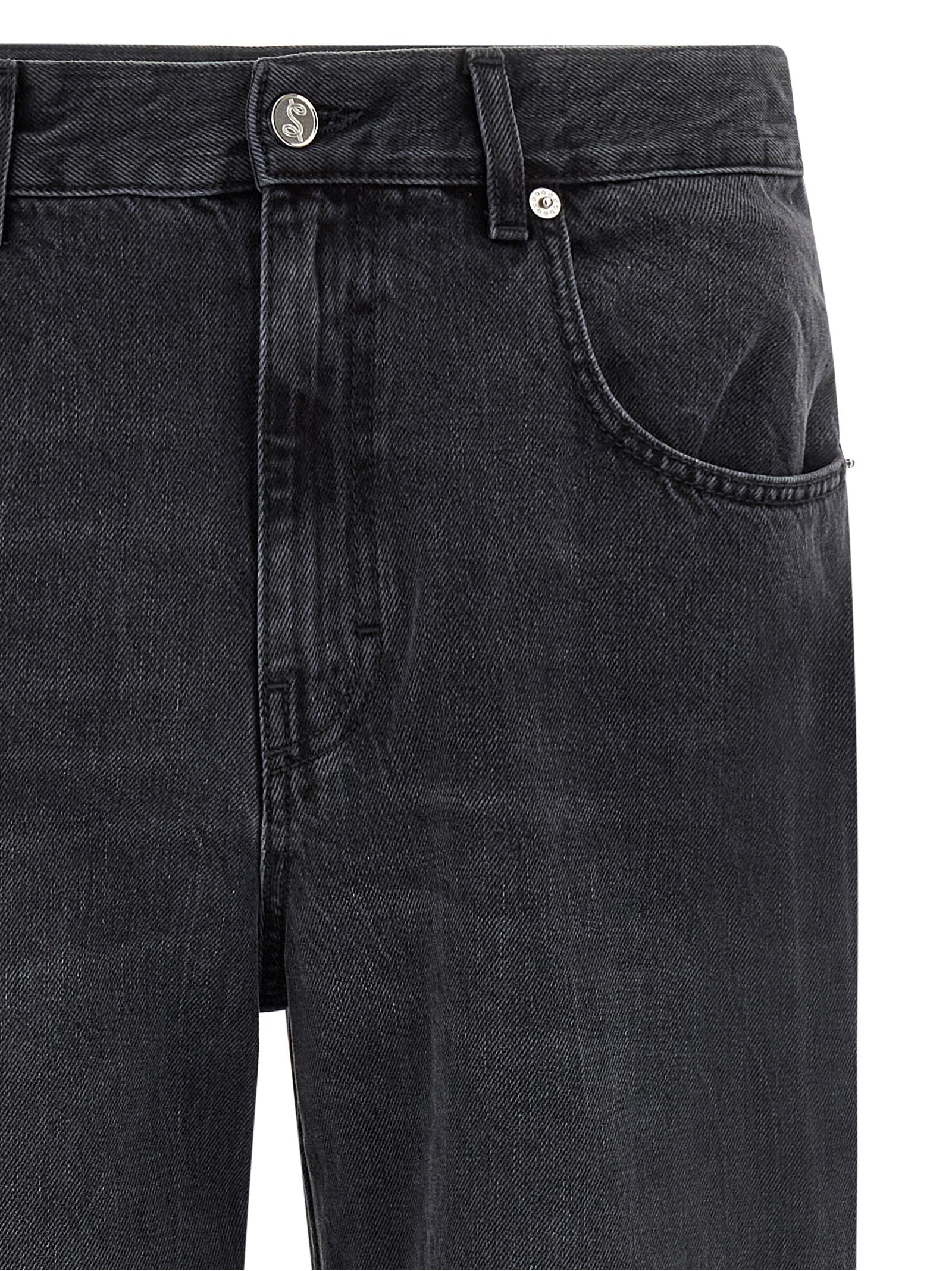 SÉFR Black Cotton Straight-Leg Jeans