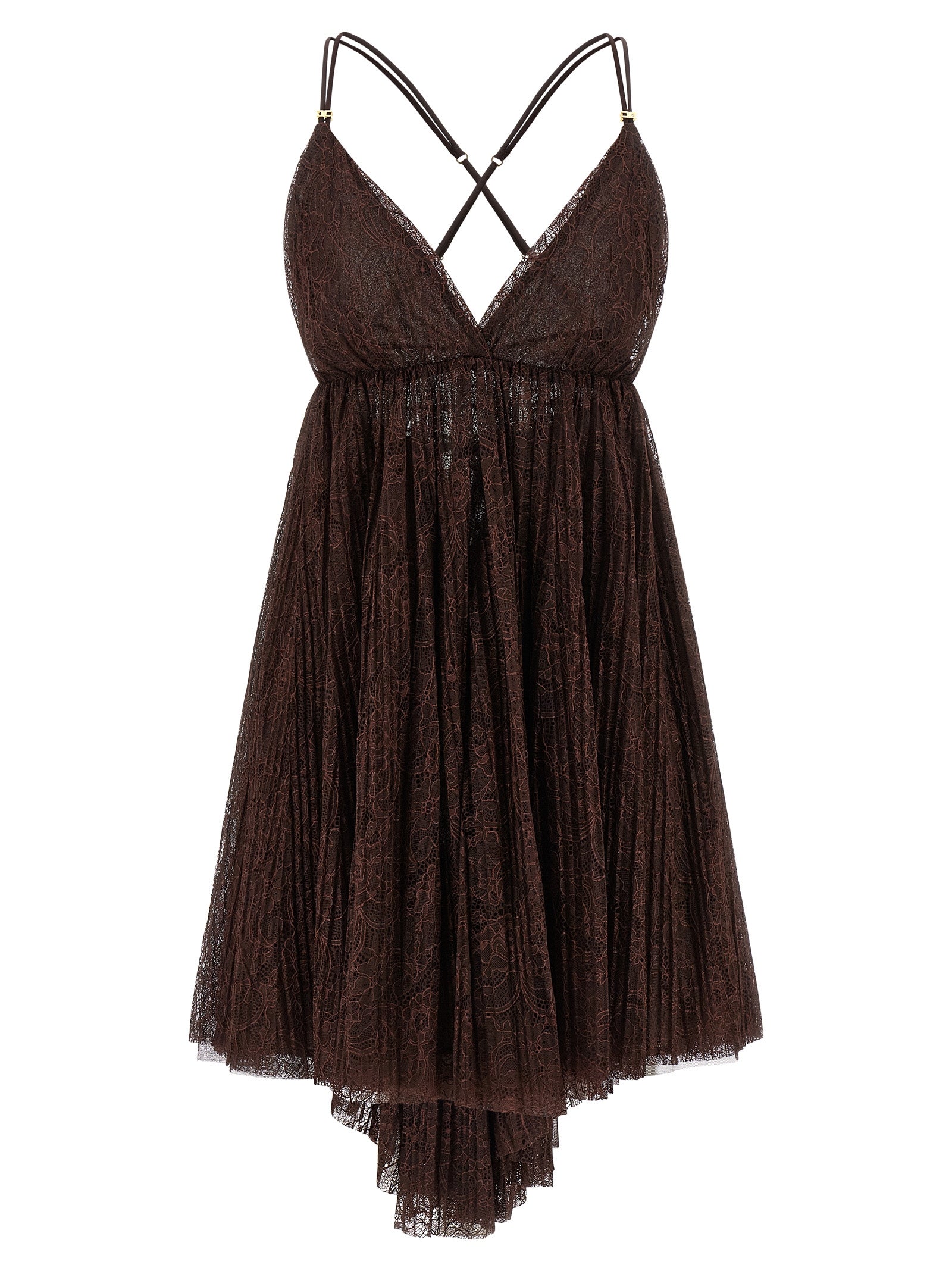 Elisabetta Franchi Brown Polyamide Short Dress