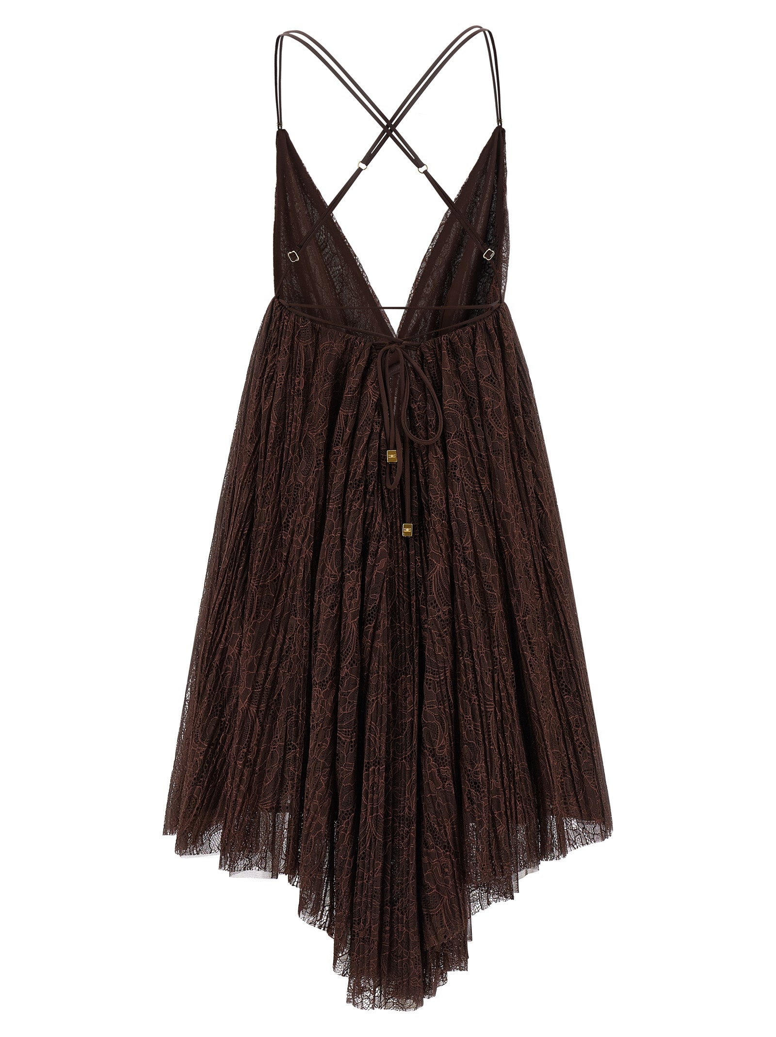 Elisabetta Franchi Brown Polyamide Short Dress