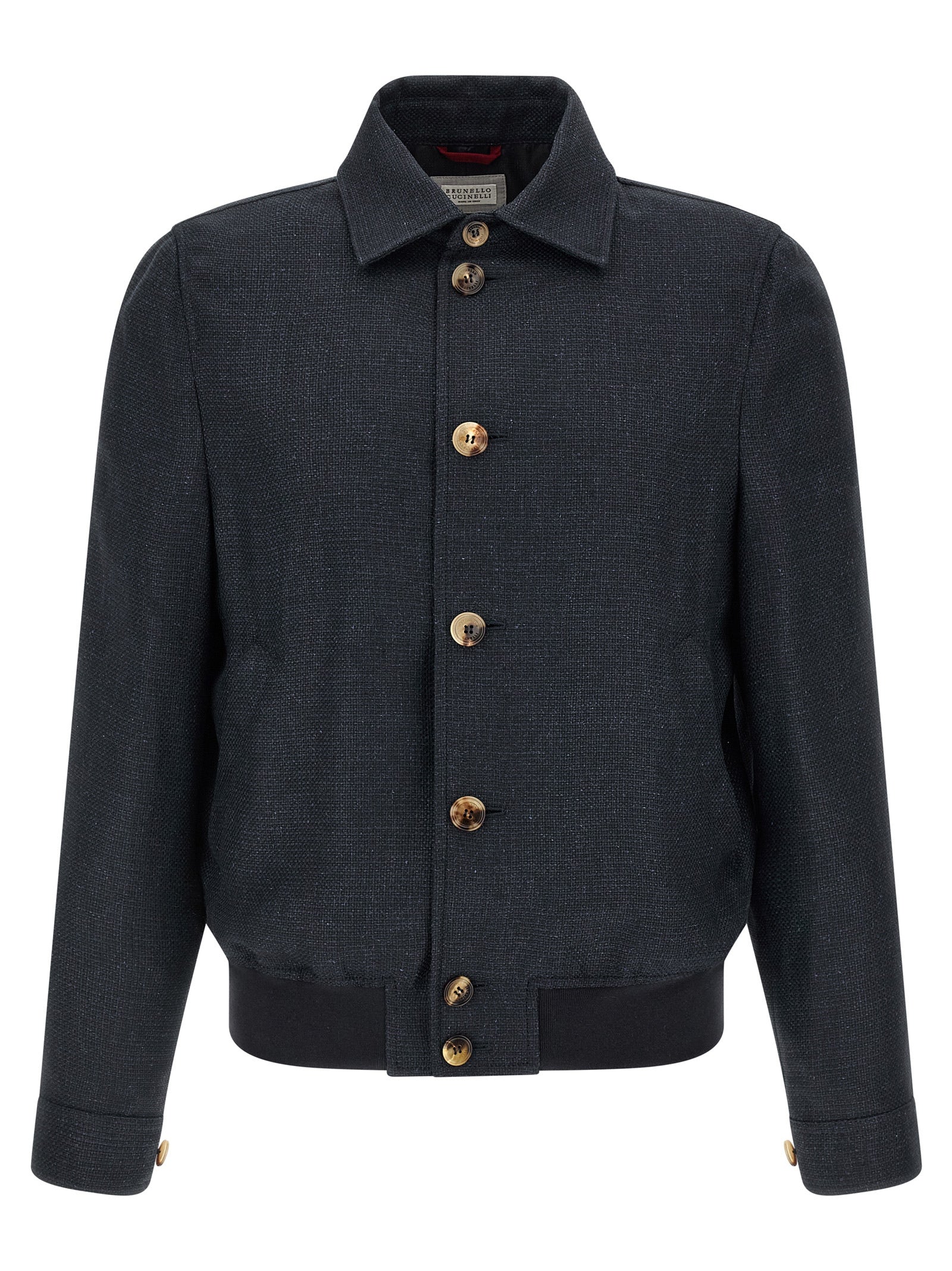Brunello Cucinelli Blue Sisal Biker Jacket
