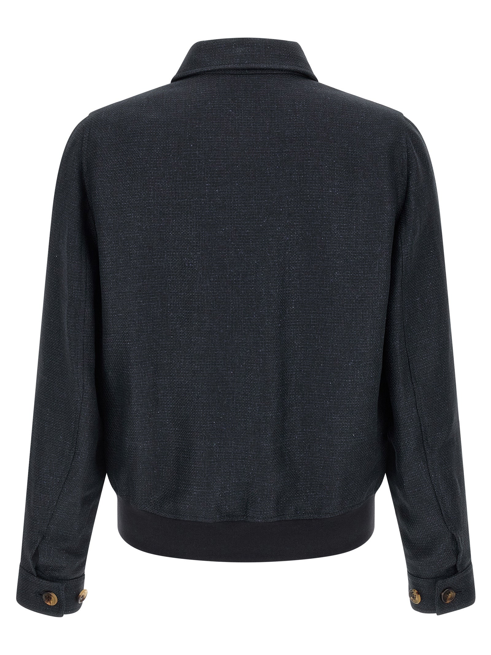 Brunello Cucinelli Blue Sisal Biker Jacket