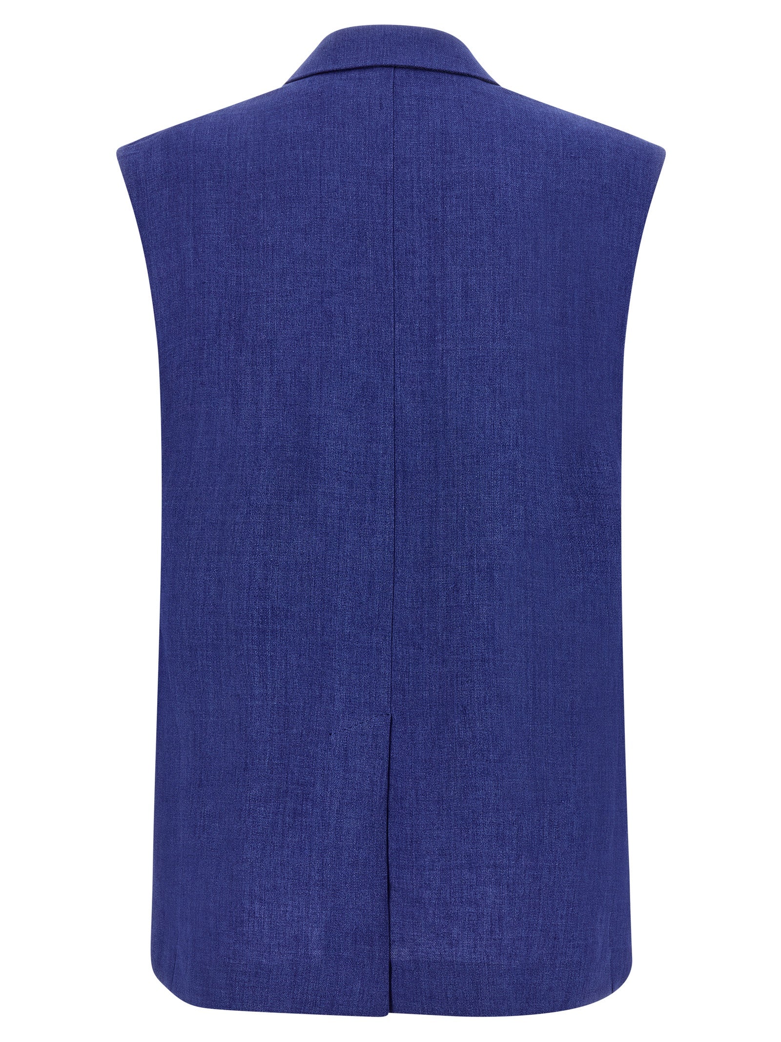 Max Mara Blue Linen Sleeveless Jacket