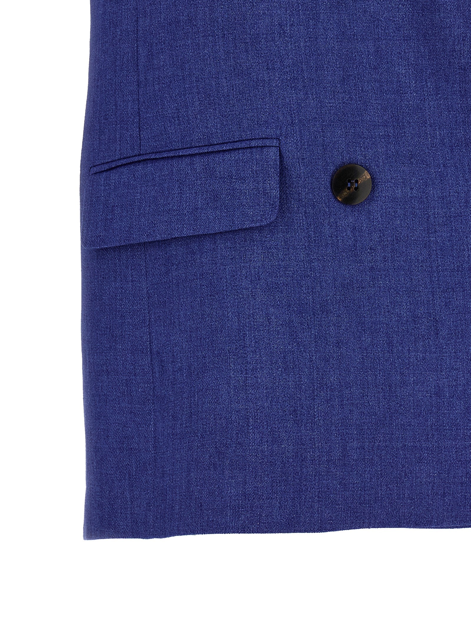 Max Mara Blue Linen Sleeveless Jacket
