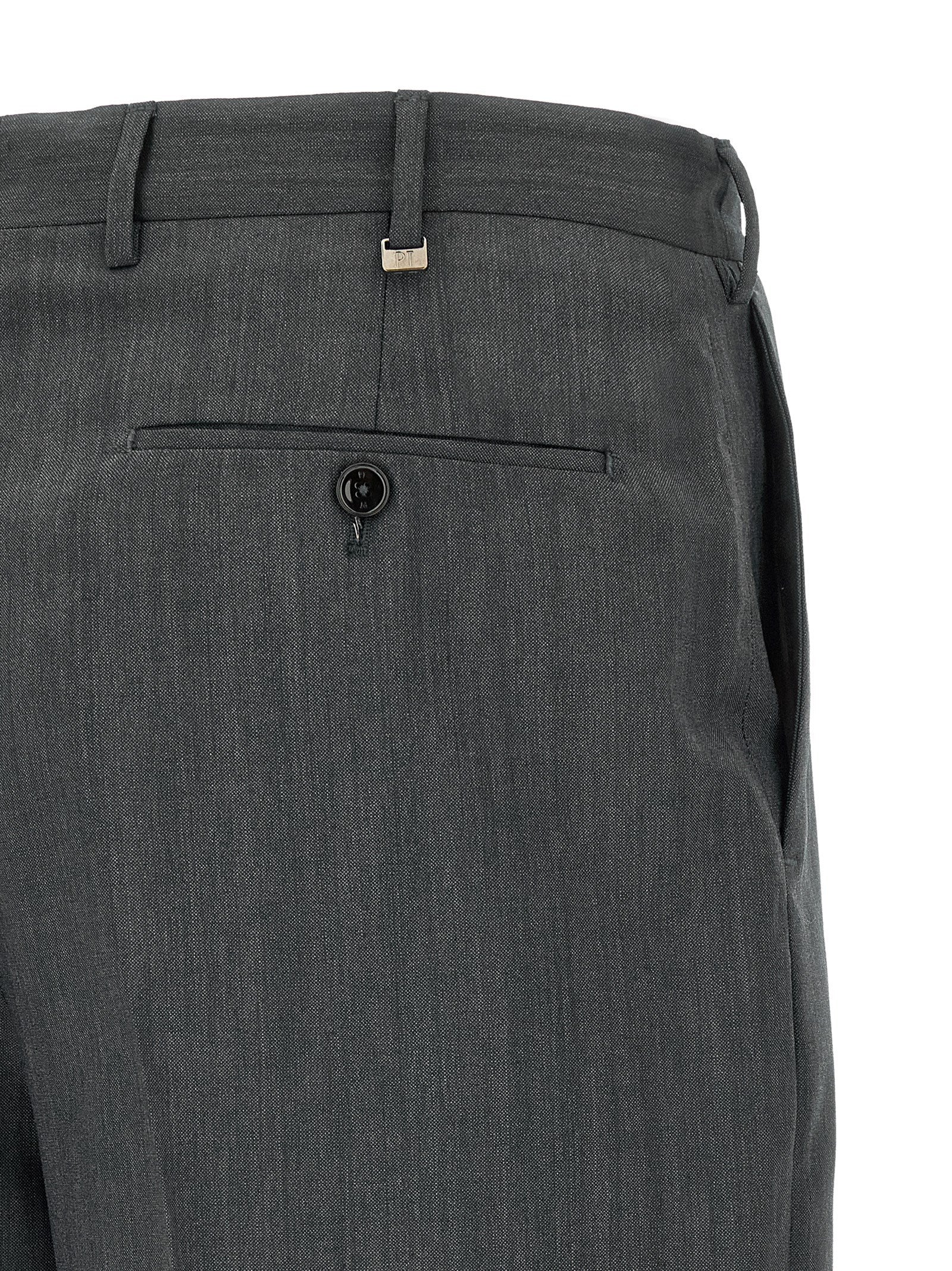 PT Torino Gray Virgin Wool Dress Pants