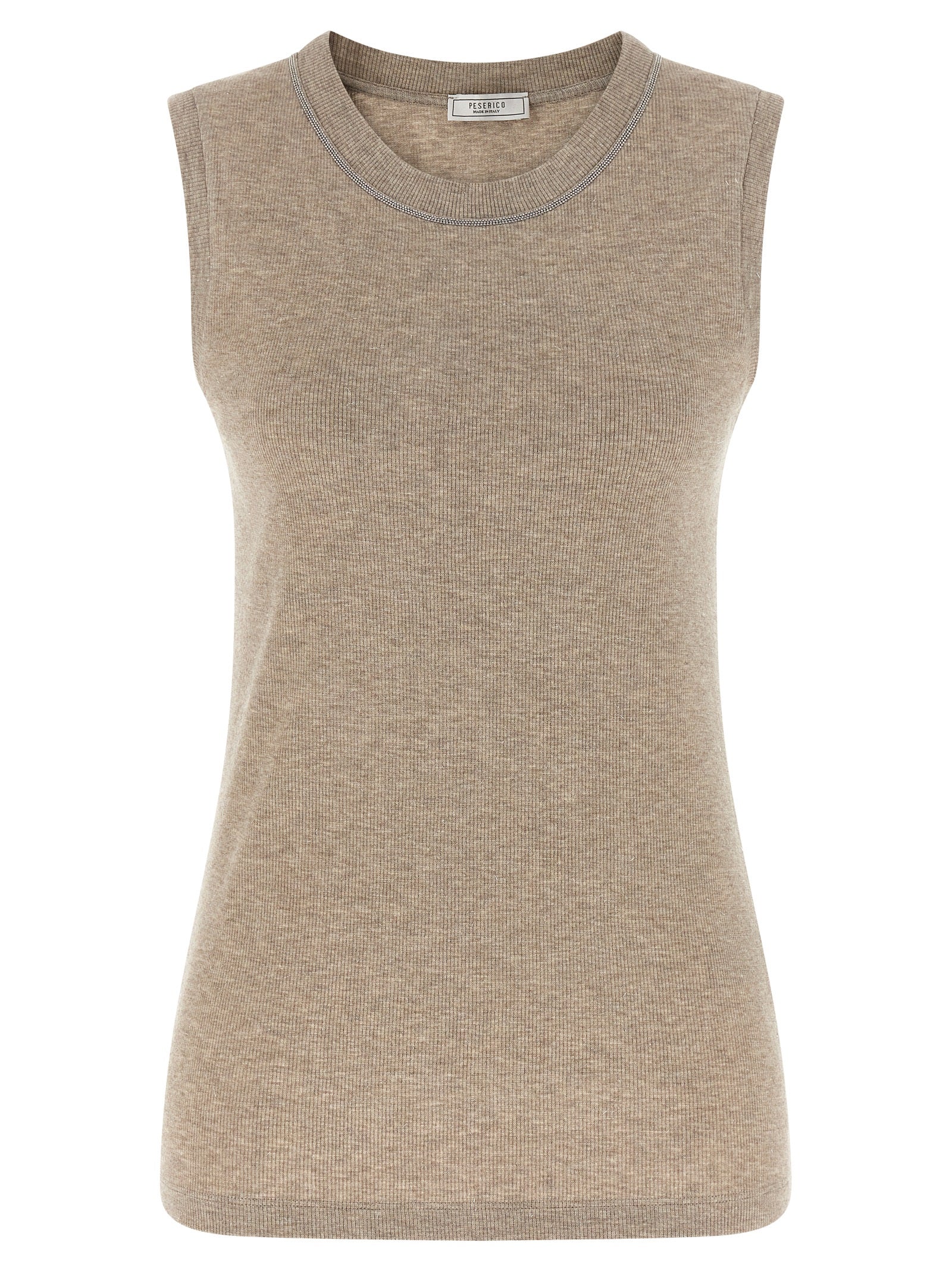 Peserico Beige Viscose Sleeveles T-Shirt