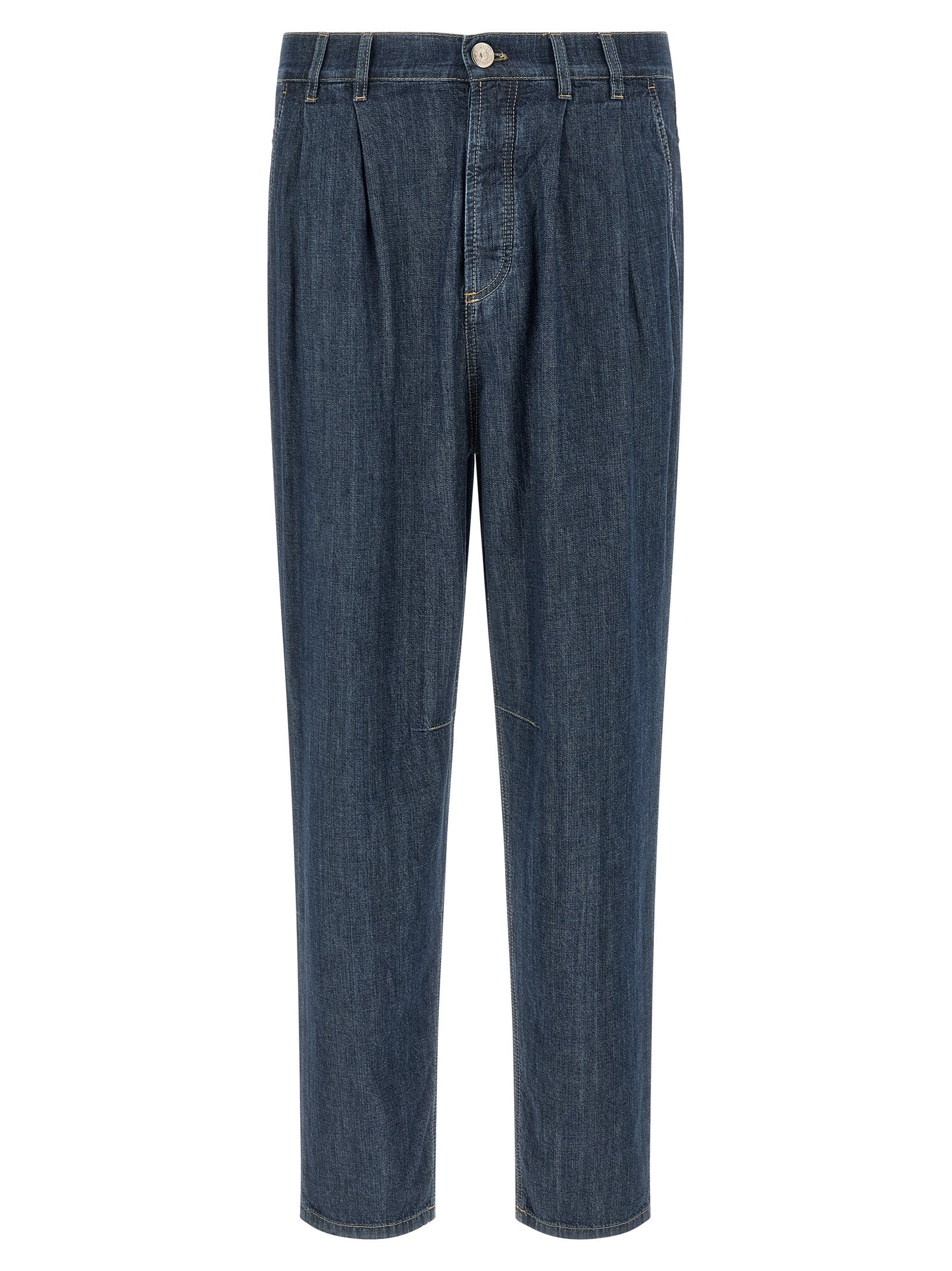Brunello Cucinelli Blue Cotton Straight-Leg Jeans