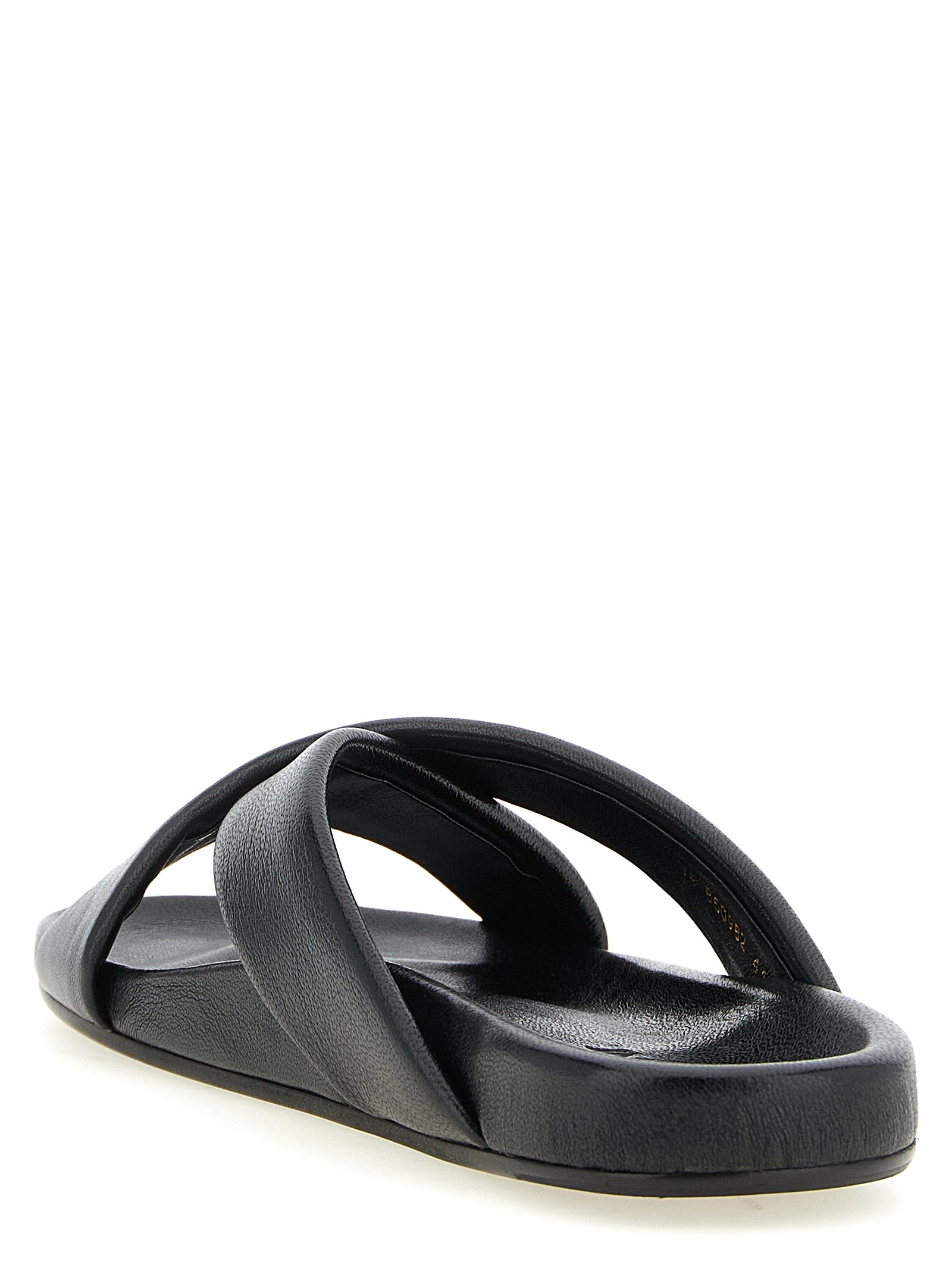 Saint Laurent Black Lamb Leather Slides