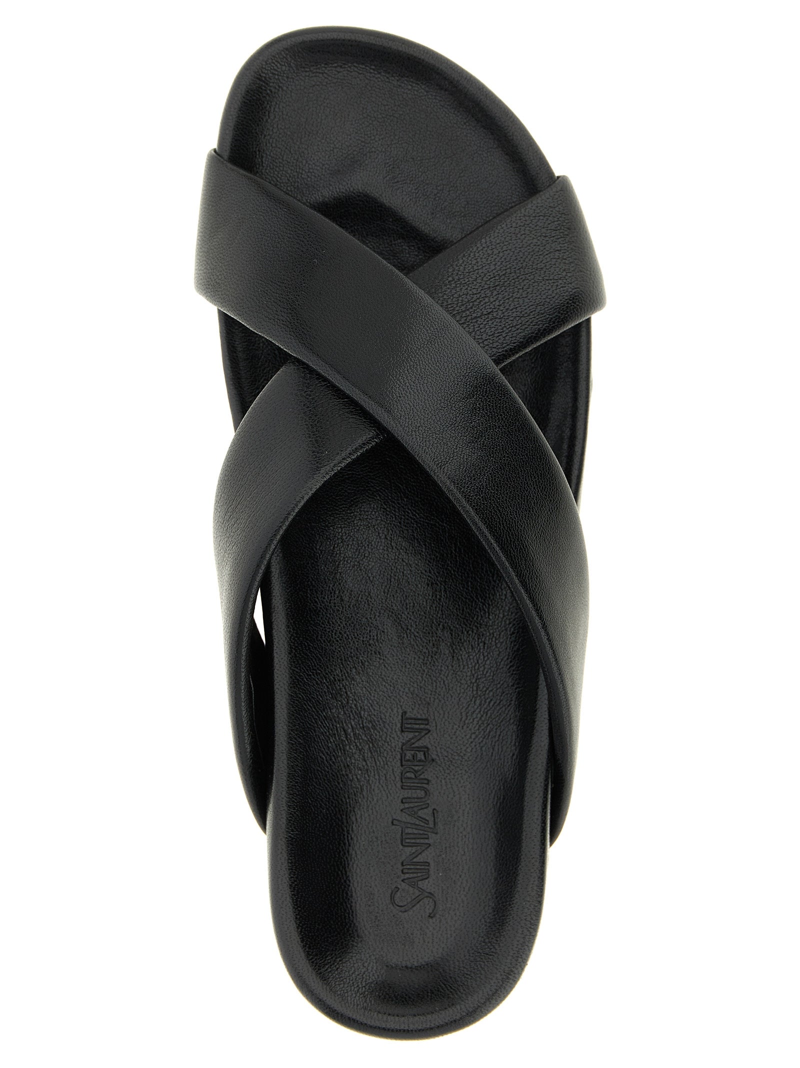 Saint Laurent Black Lamb Leather Slides