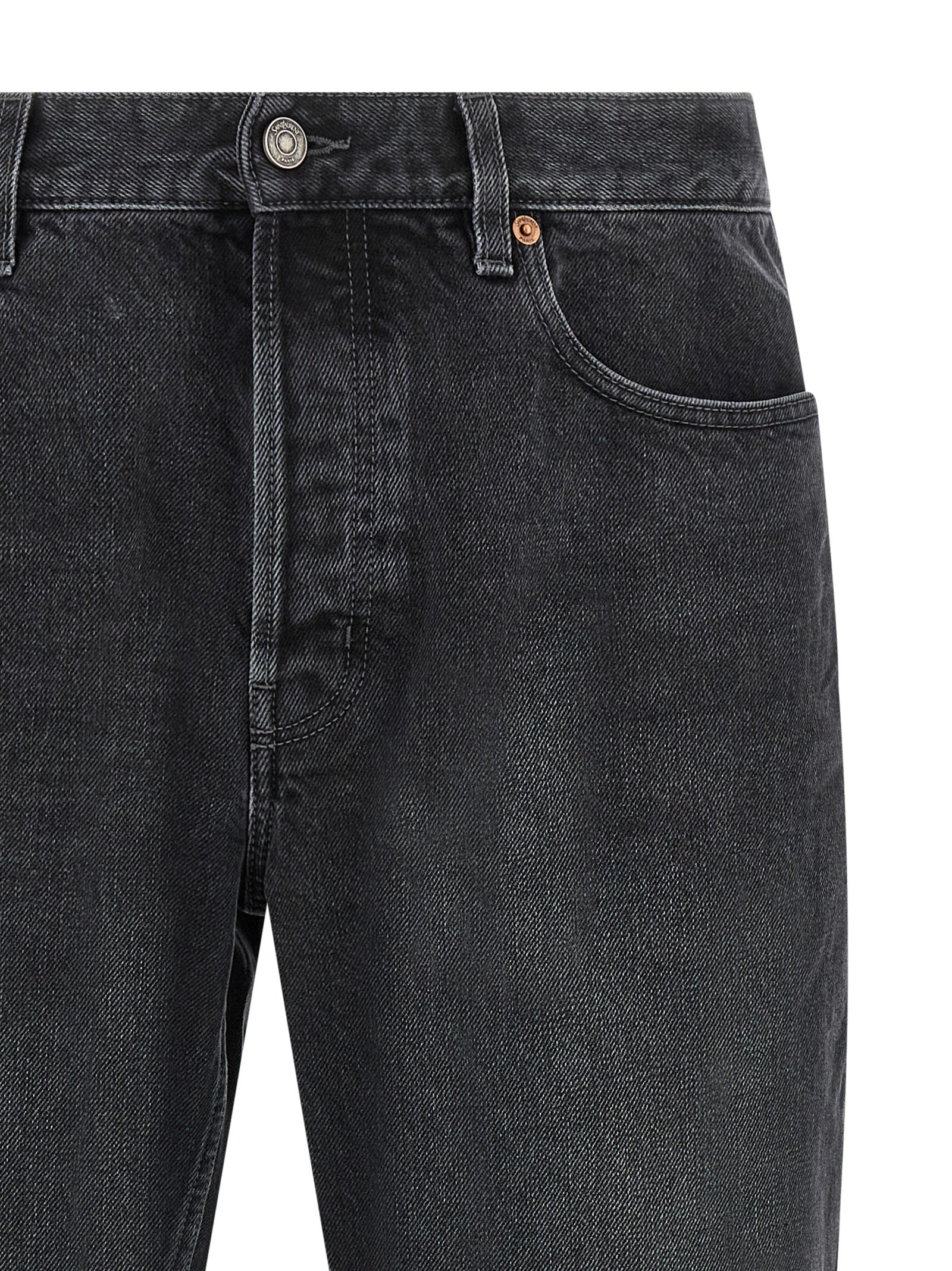 Saint Laurent Black Cotton Straight-Leg Jeans