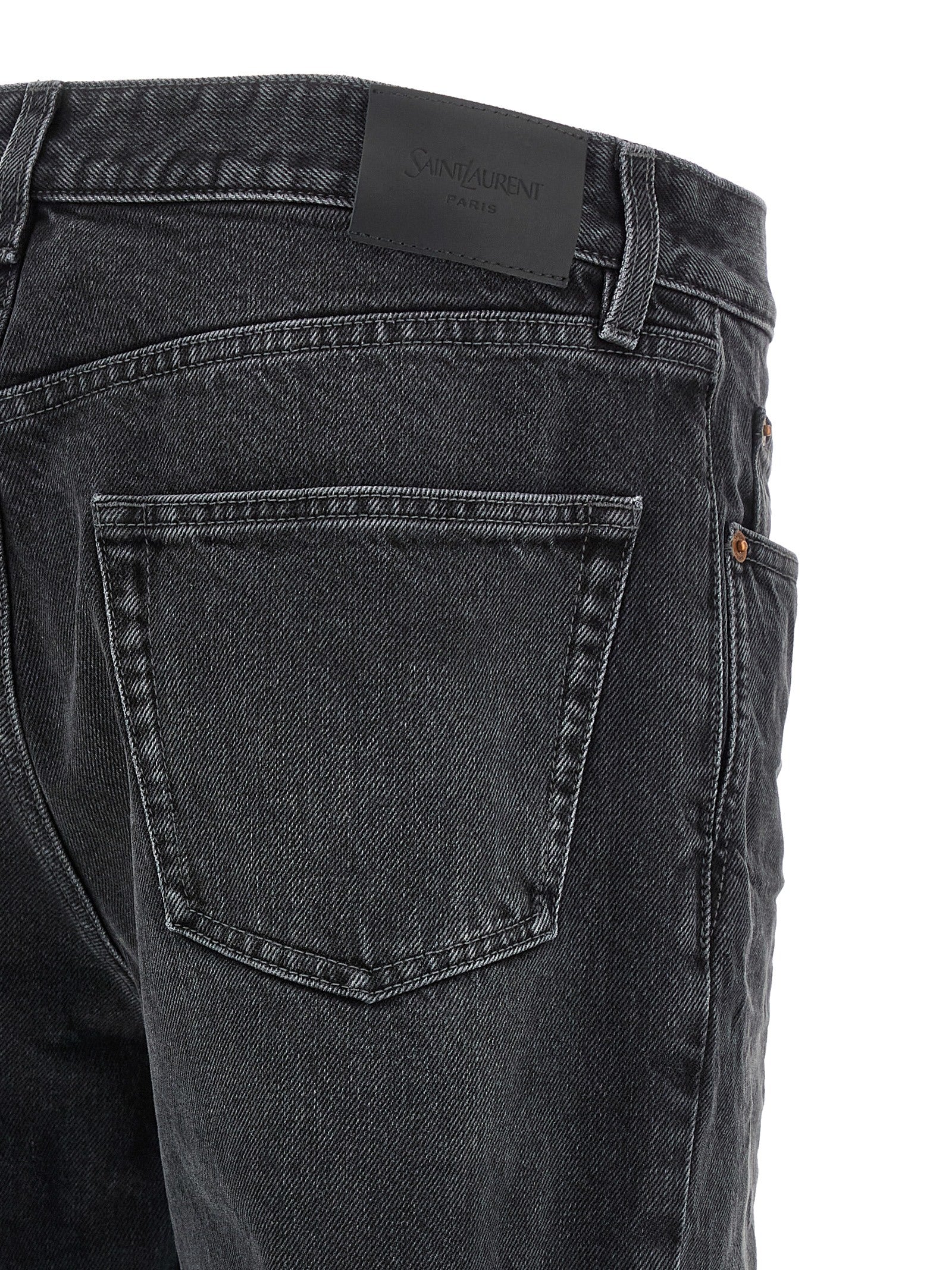Saint Laurent Black Cotton Straight-Leg Jeans