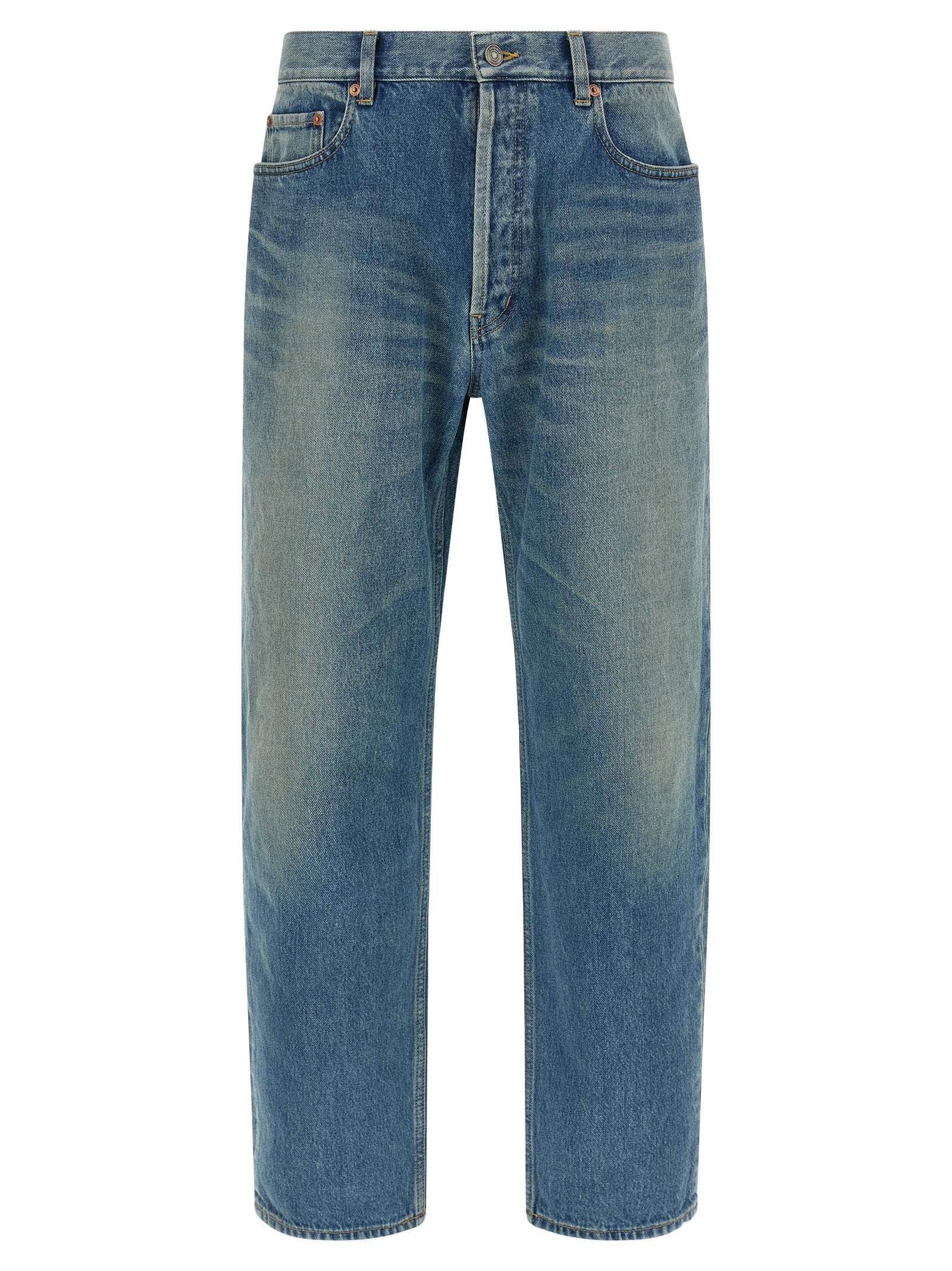 Saint Laurent Blue Cotton Straight-Leg Jeans