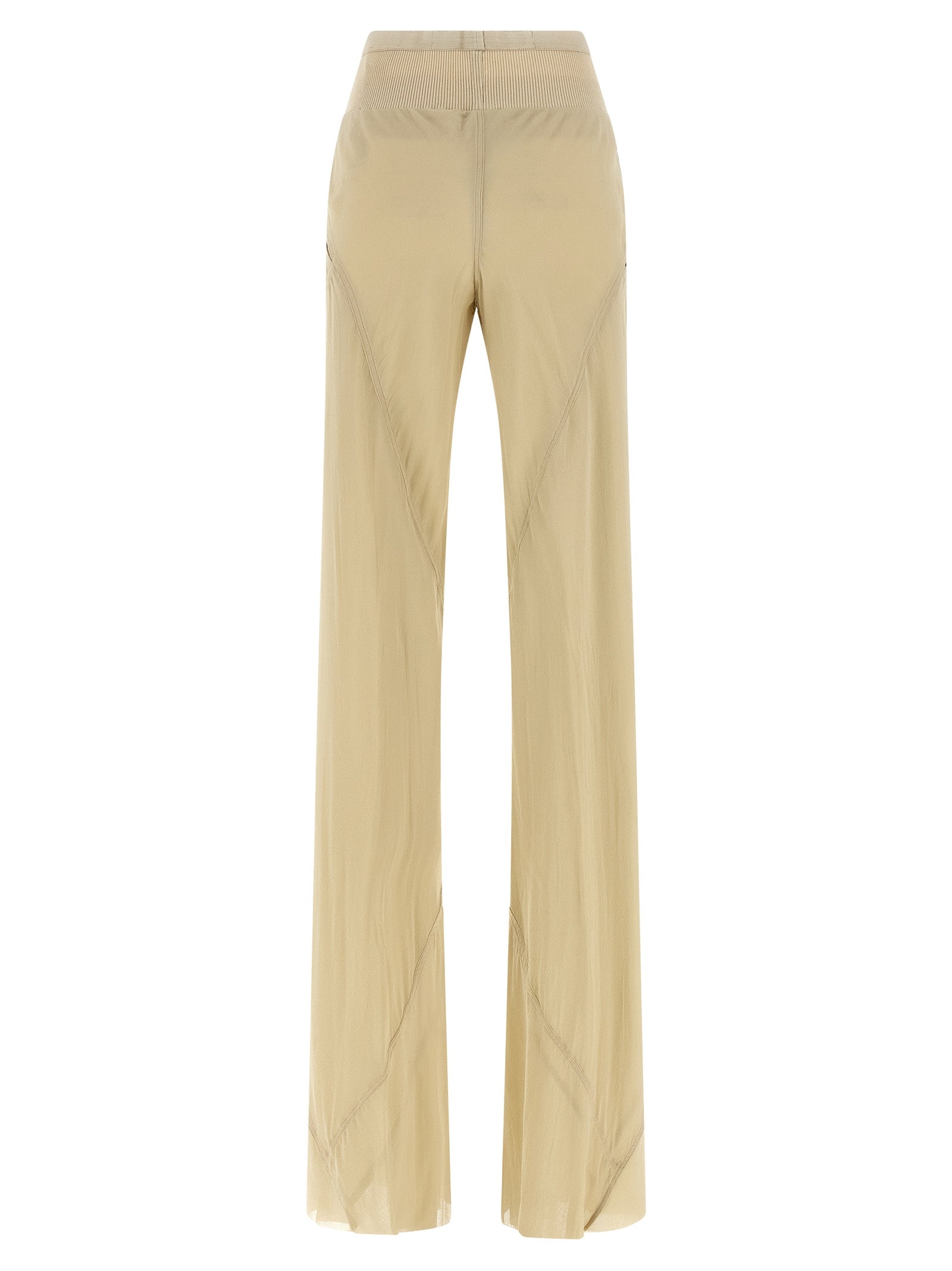 Rick Owens Beige Silk Flared Pants