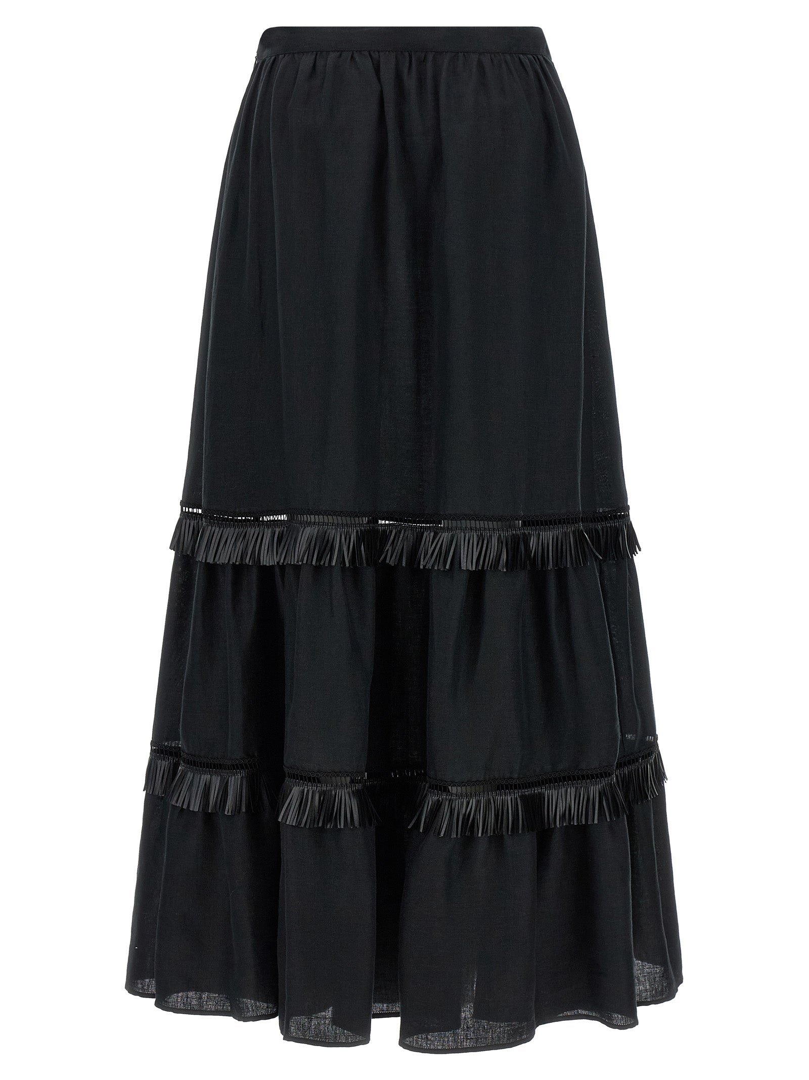 Kiton Black Linen Mini Skirt