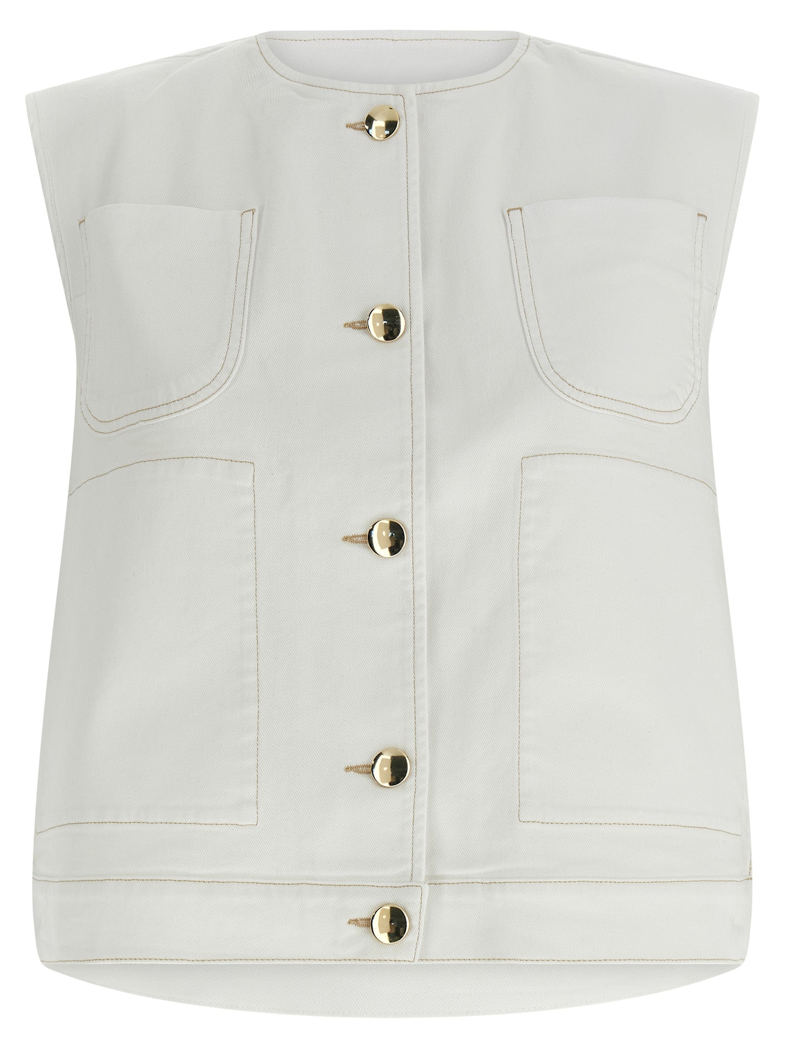 Fabiana Filippi White Cotton Sleeveless Jacket
