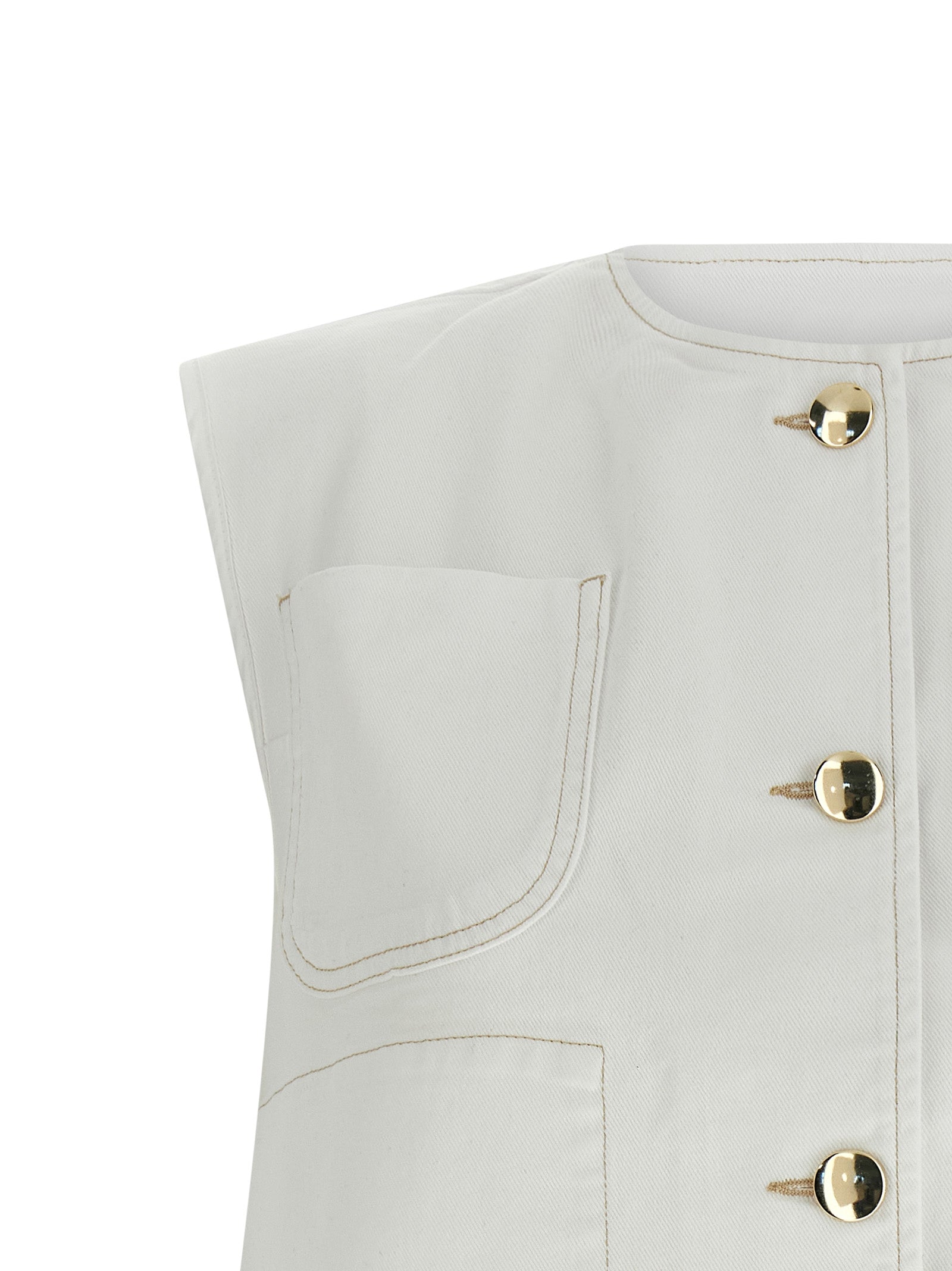 Fabiana Filippi White Cotton Sleeveless Jacket