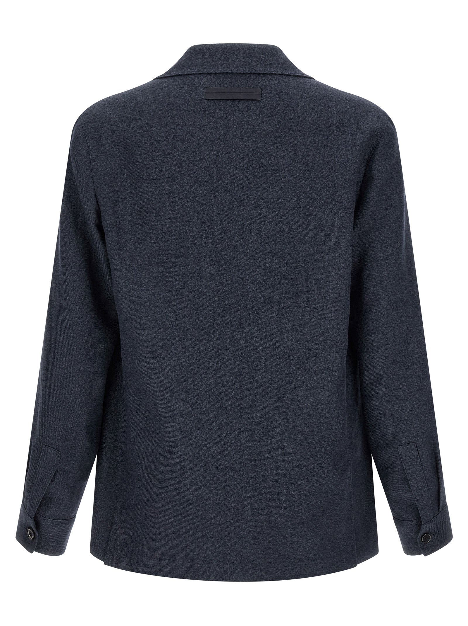 ZEGNA Blue Linen Full-Length Jacket