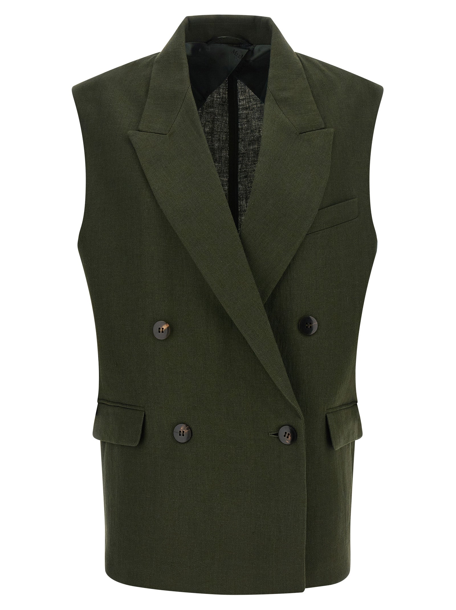 Max Mara Bicolor Linen Sleeveless Jacket