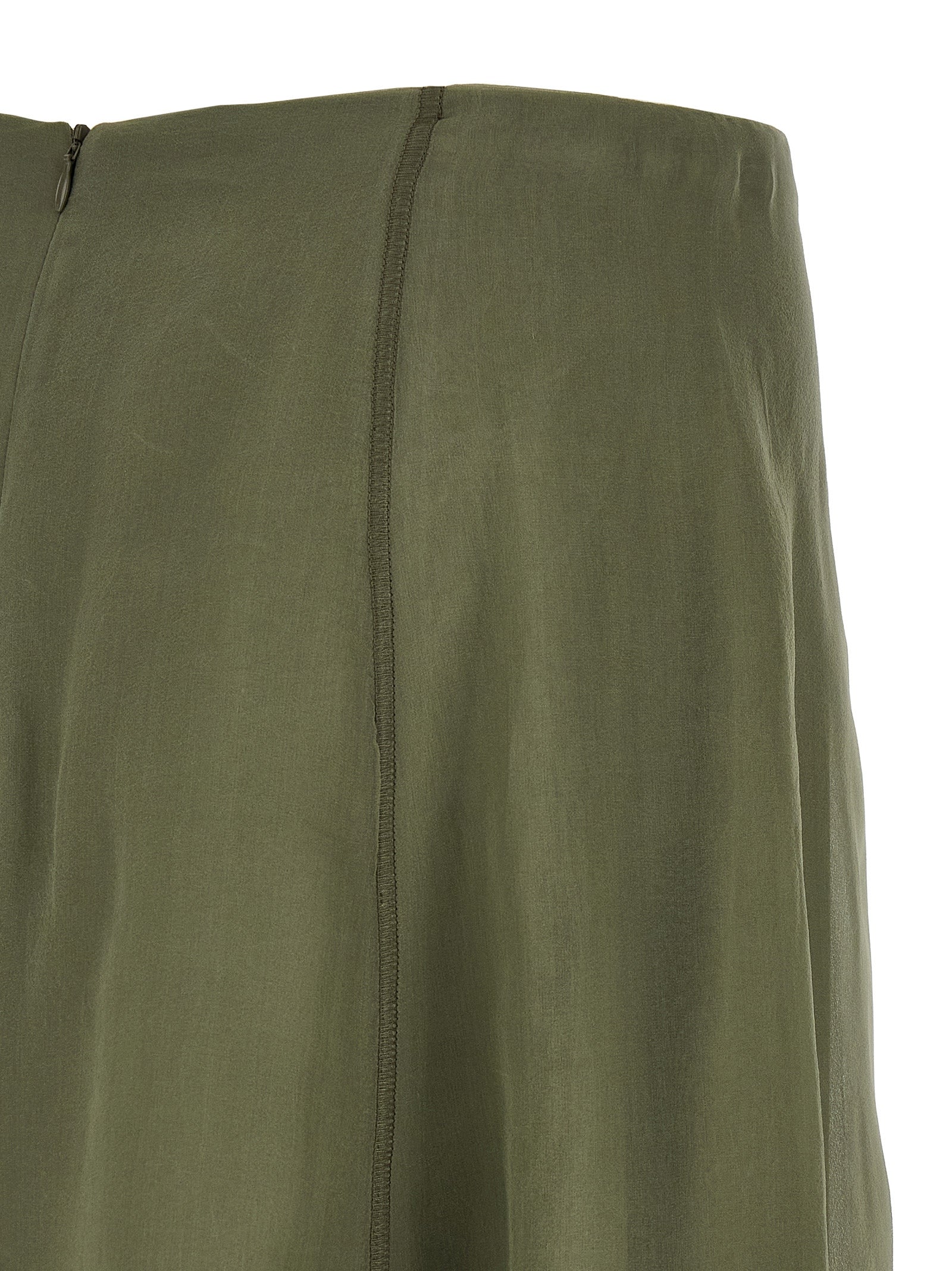 Brunello Cucinelli Bicolor Silk Midi Skirt