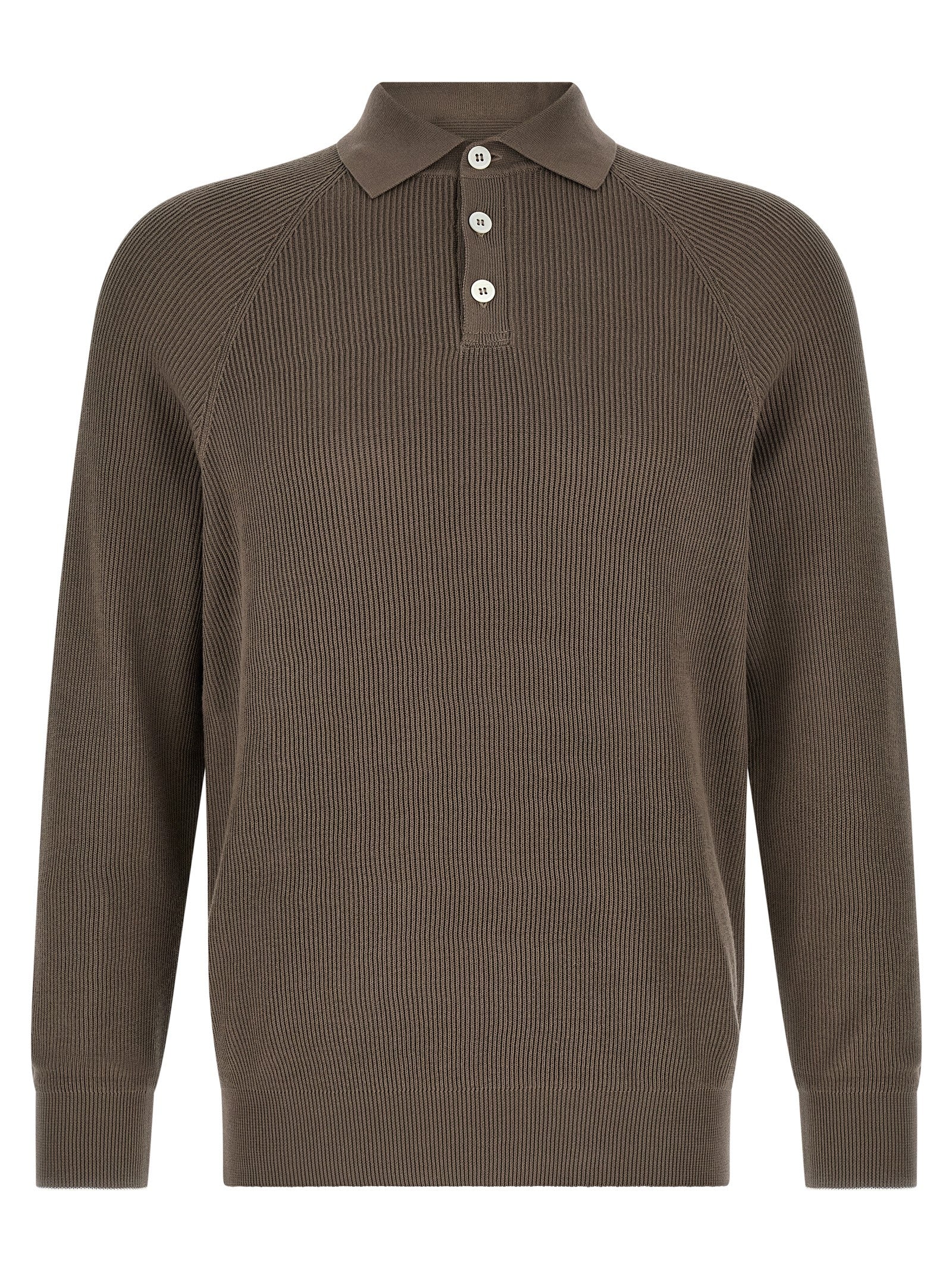 Brunello Cucinelli Brown Cotton Polo Shirt