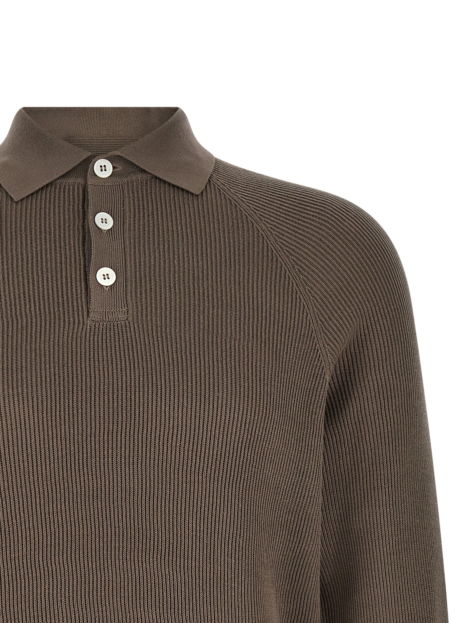 Brunello Cucinelli Brown Cotton Polo Shirt