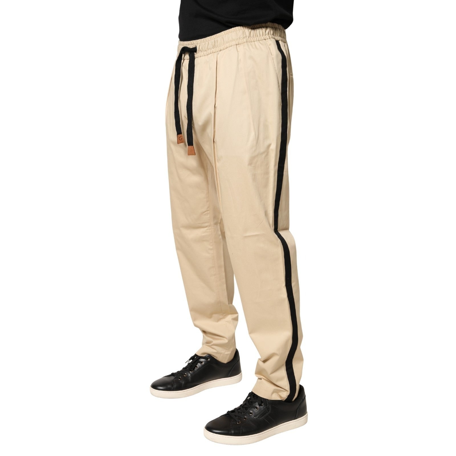 Dolce & Gabbana Beige Cotton Skinny Men Jogger Trouser Pants